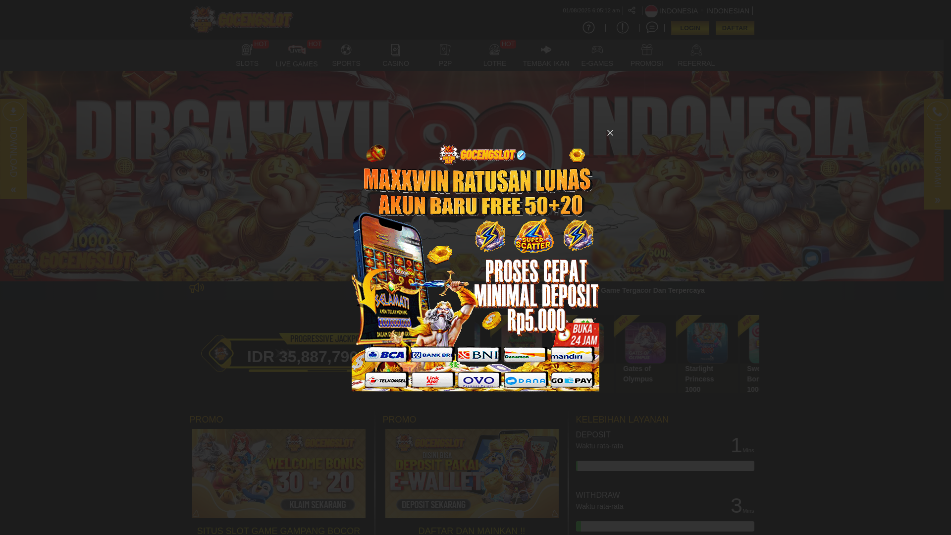 website screenshot of https://gocengslo777.com/