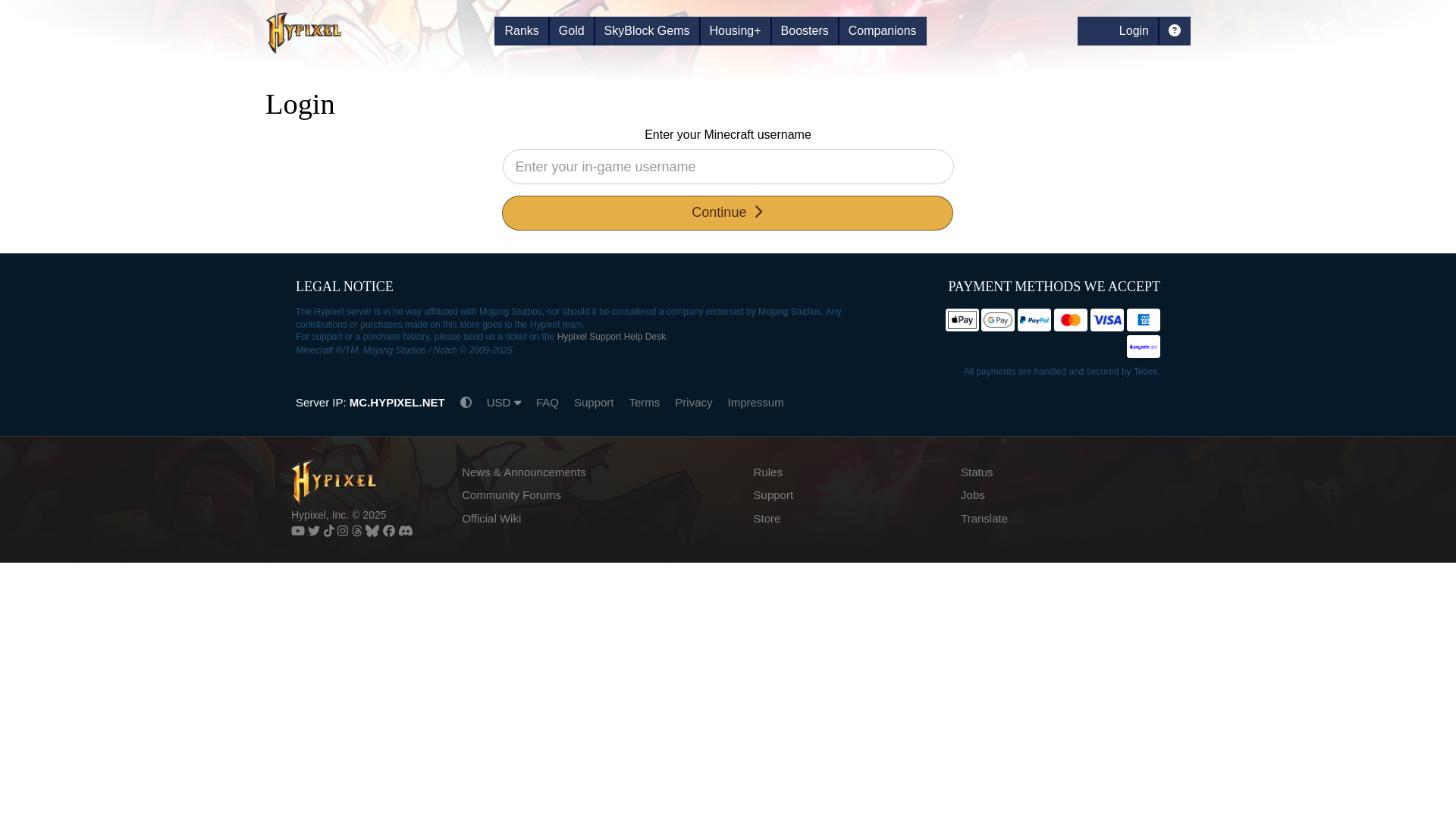 website screenshot of https://hypixels.gifts/claim/vip-plus-rank-0500100