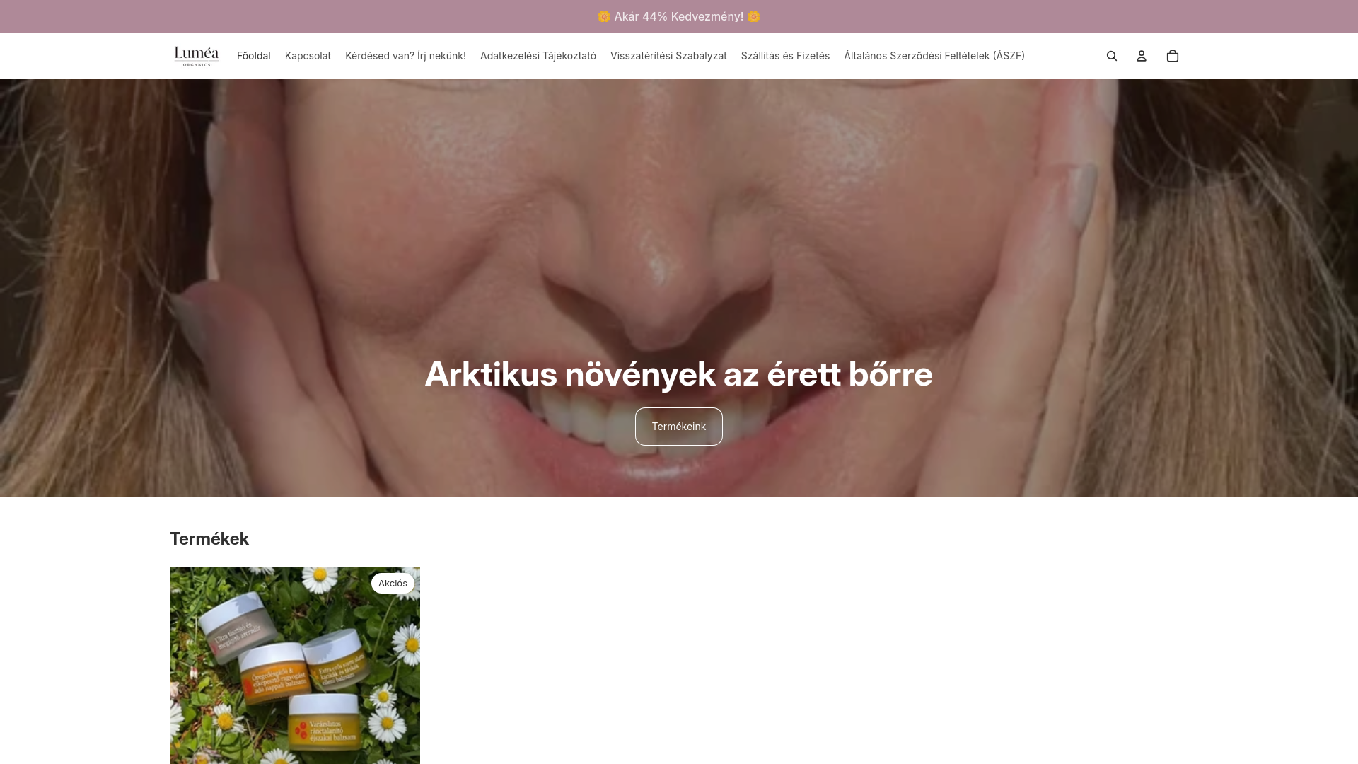 website screenshot of https://lumeaorganics.hu/