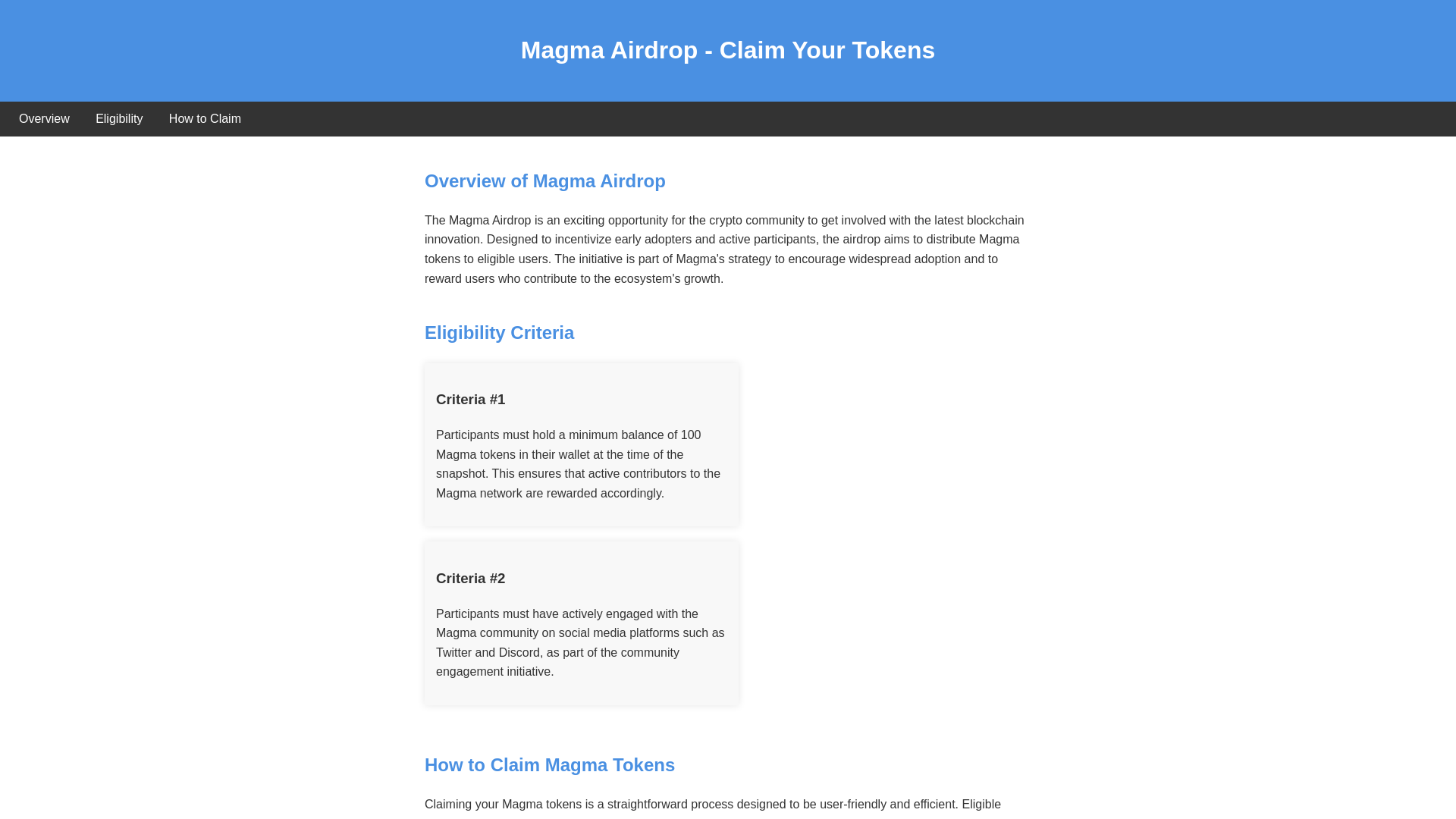 website screenshot of https://airdropmagma.live/