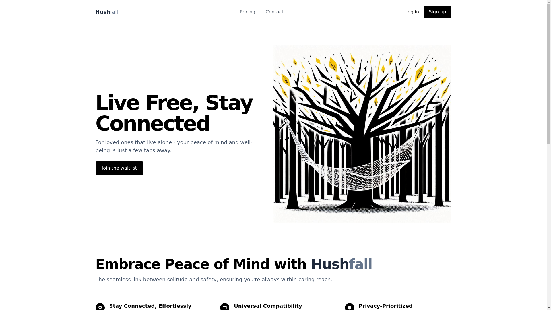 website screenshot of https://hushfall-b2c.pages.dev/