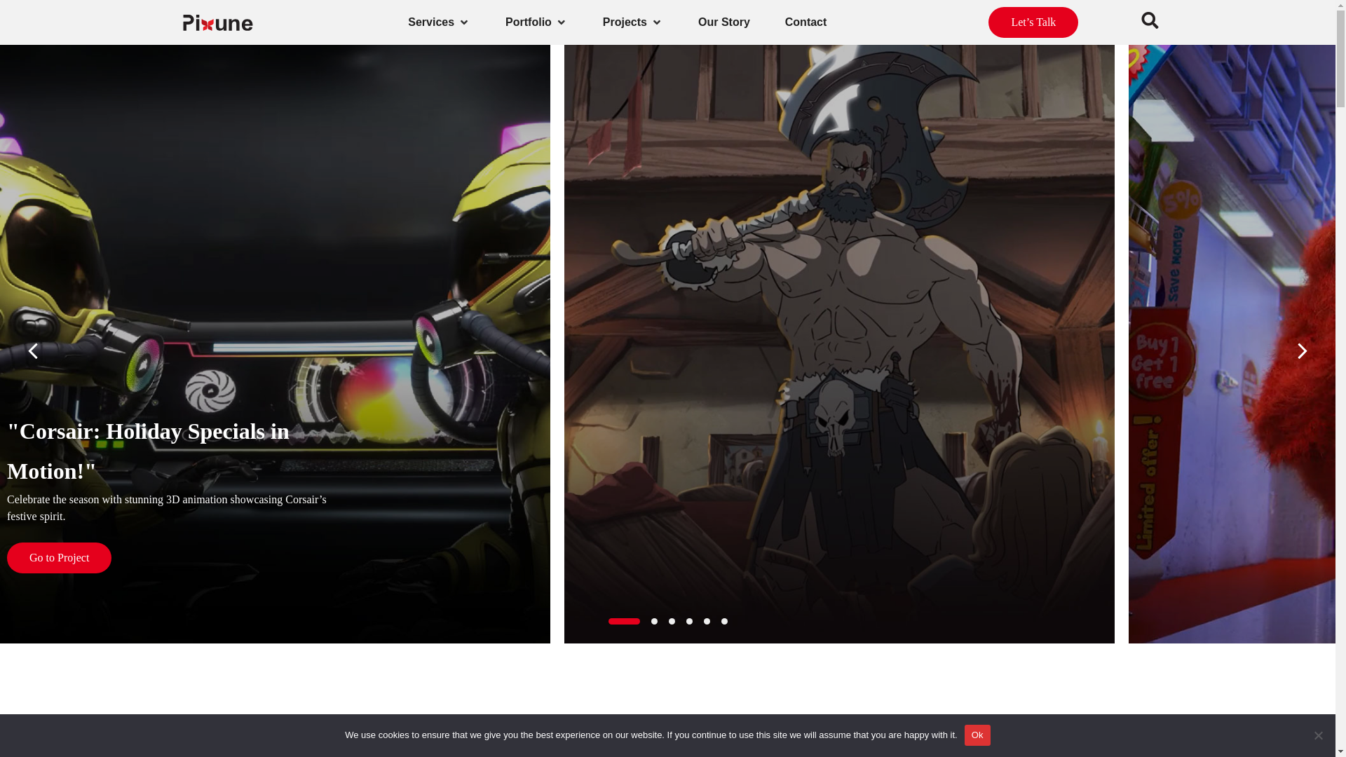 website screenshot of https://pixunecreative.com/