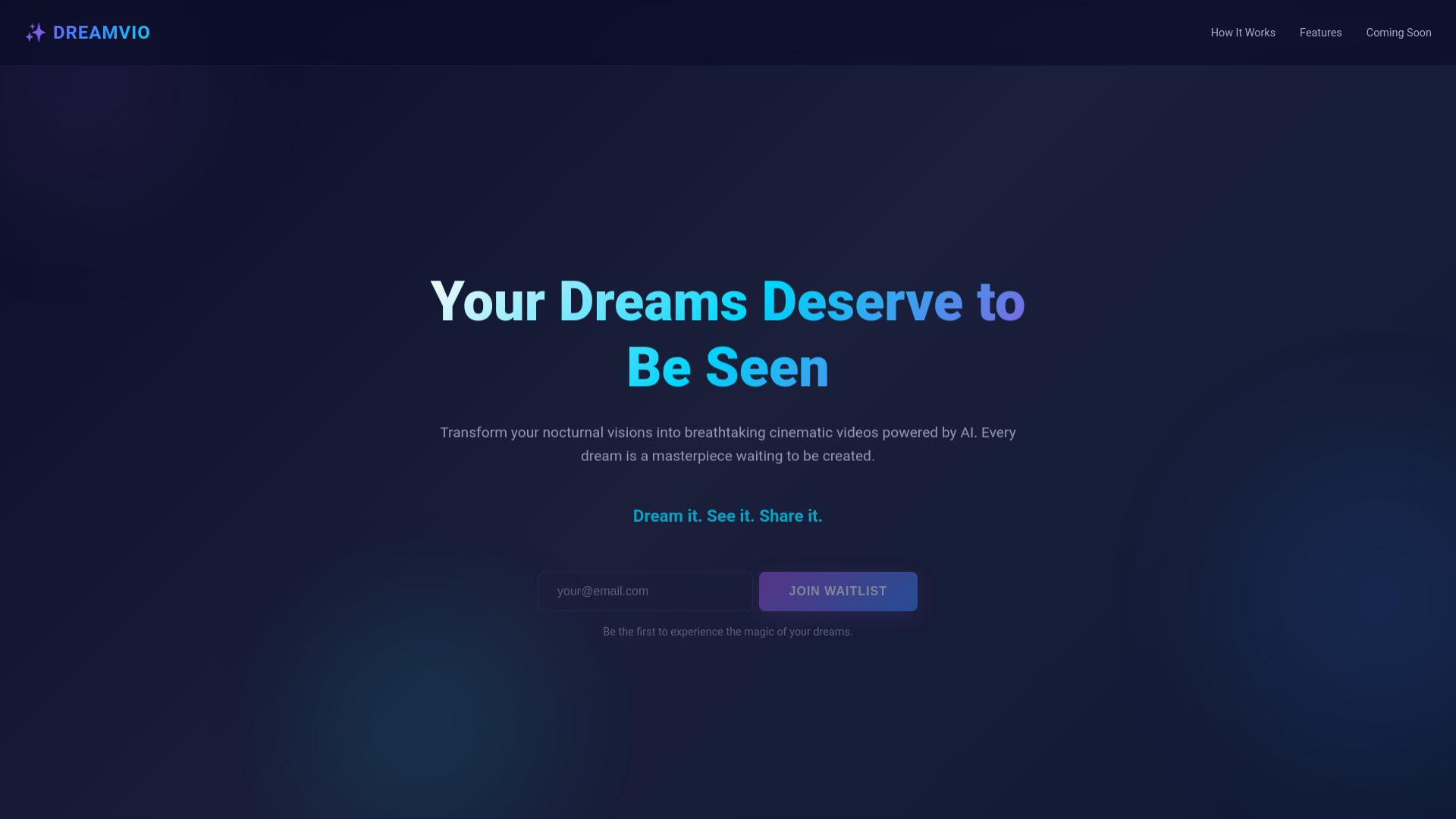 website screenshot of https://dreamvio.pages.dev/