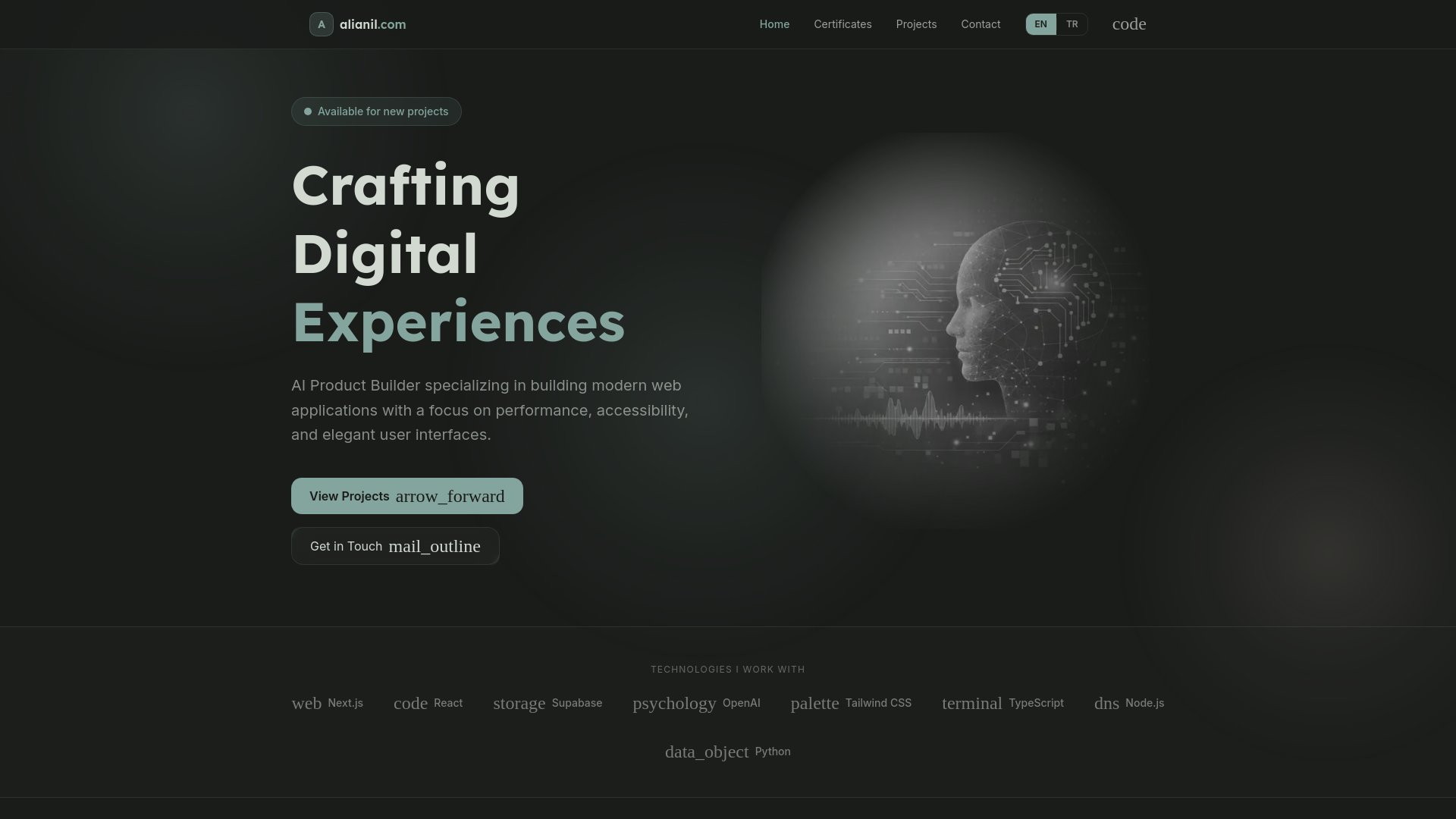 website screenshot of https://alianil.com/