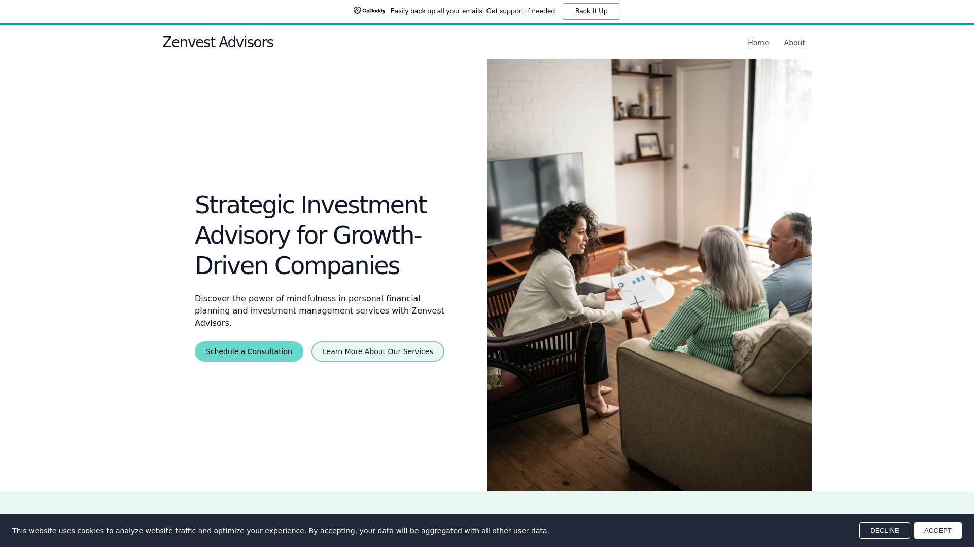 website screenshot of https://zenvestadvisors.in