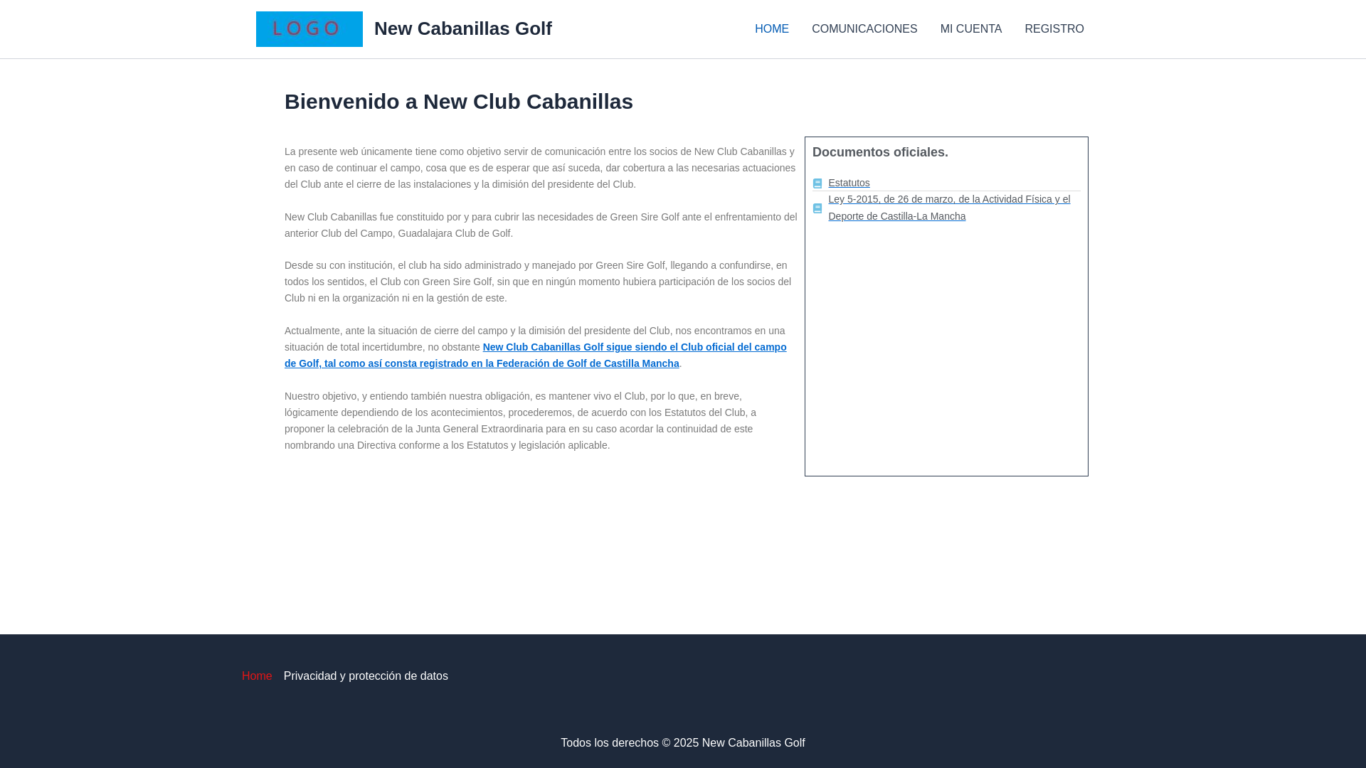 website screenshot of https://newcabanillasgolf.com/