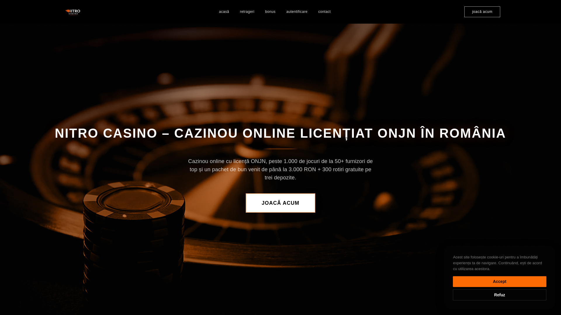 website screenshot of https://nitrocasinobet.com/