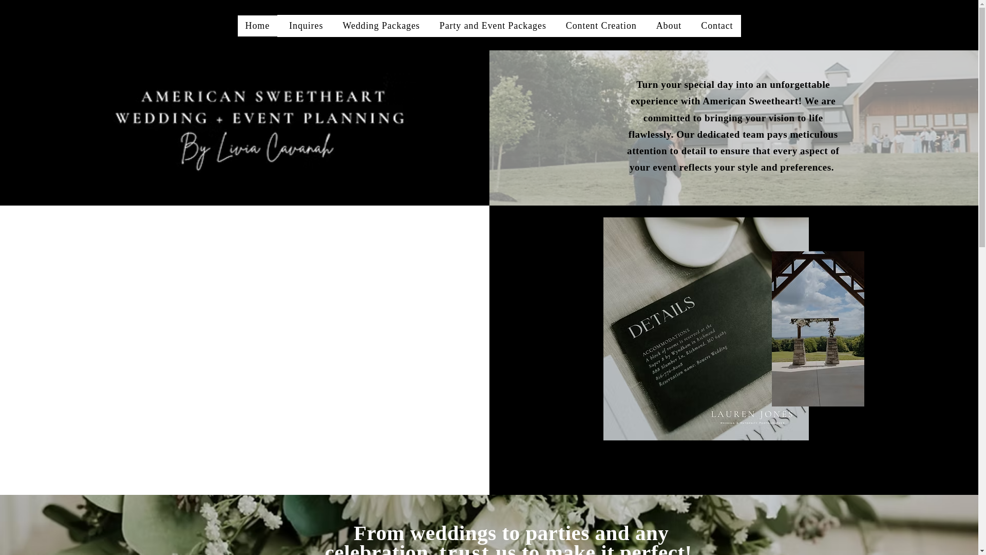 website screenshot of https://asweddingsbyliviacavanah.com/