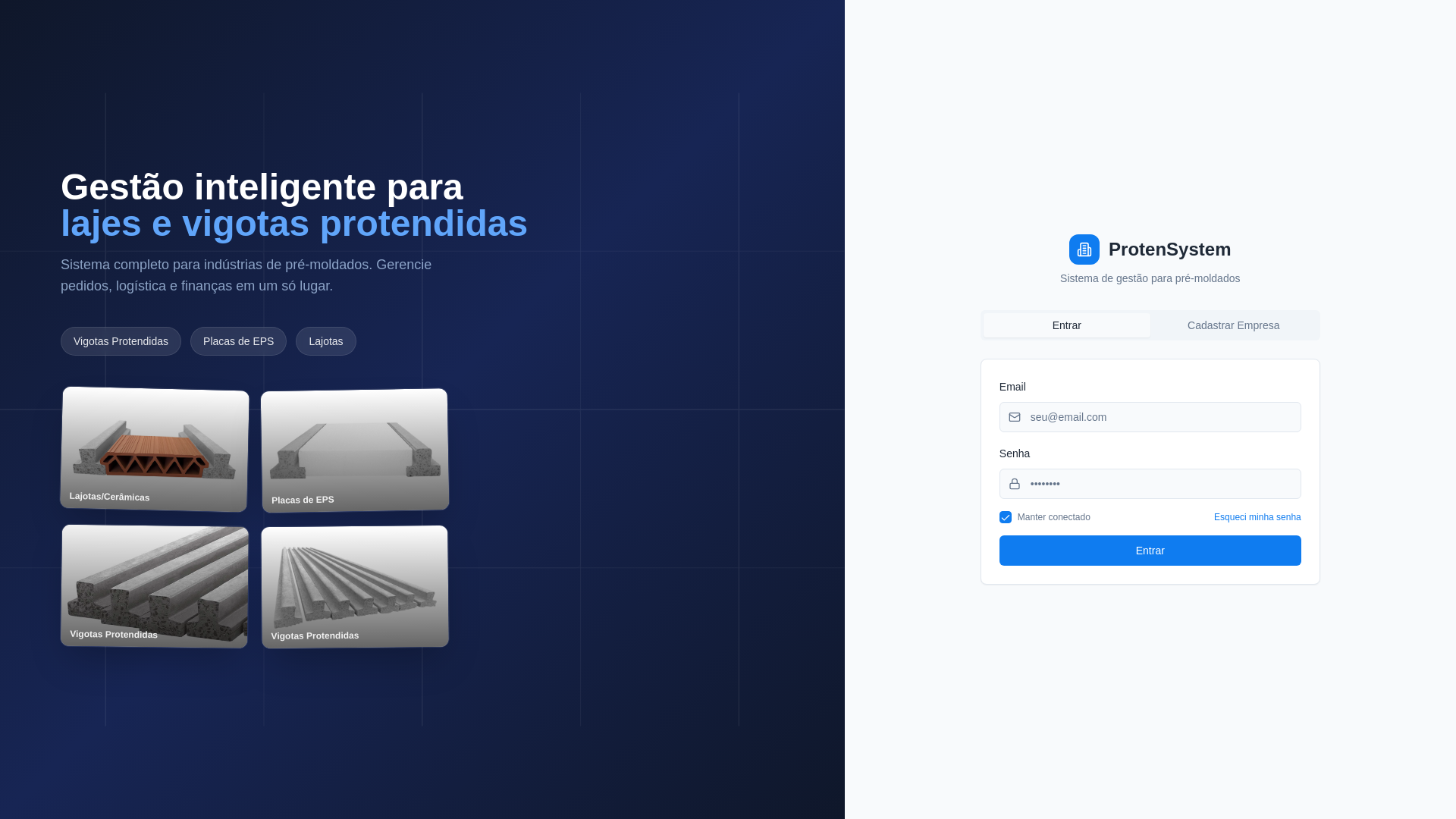 website screenshot of https://protensystem.com.br