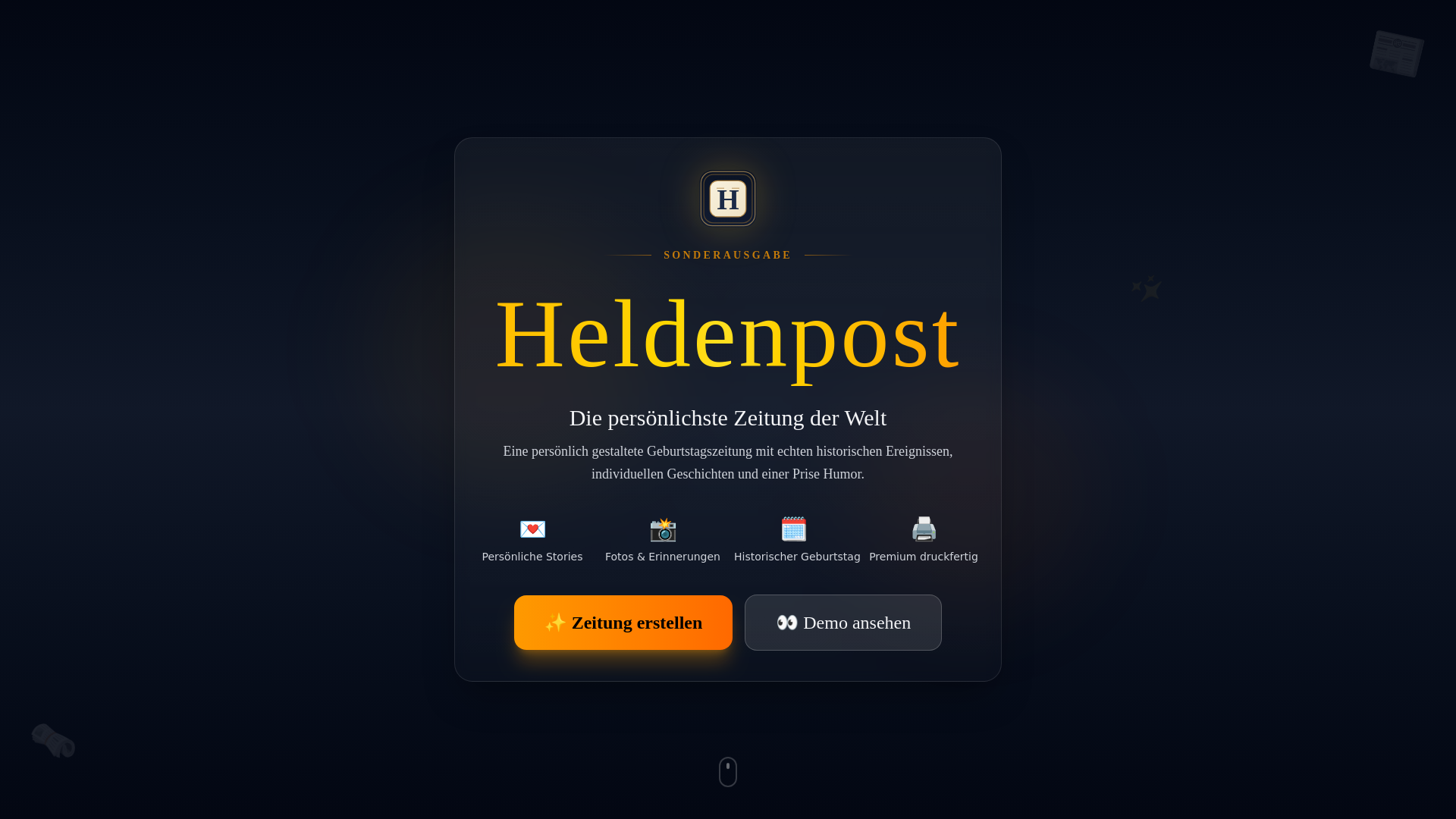 website screenshot of https://heldenpost.com/