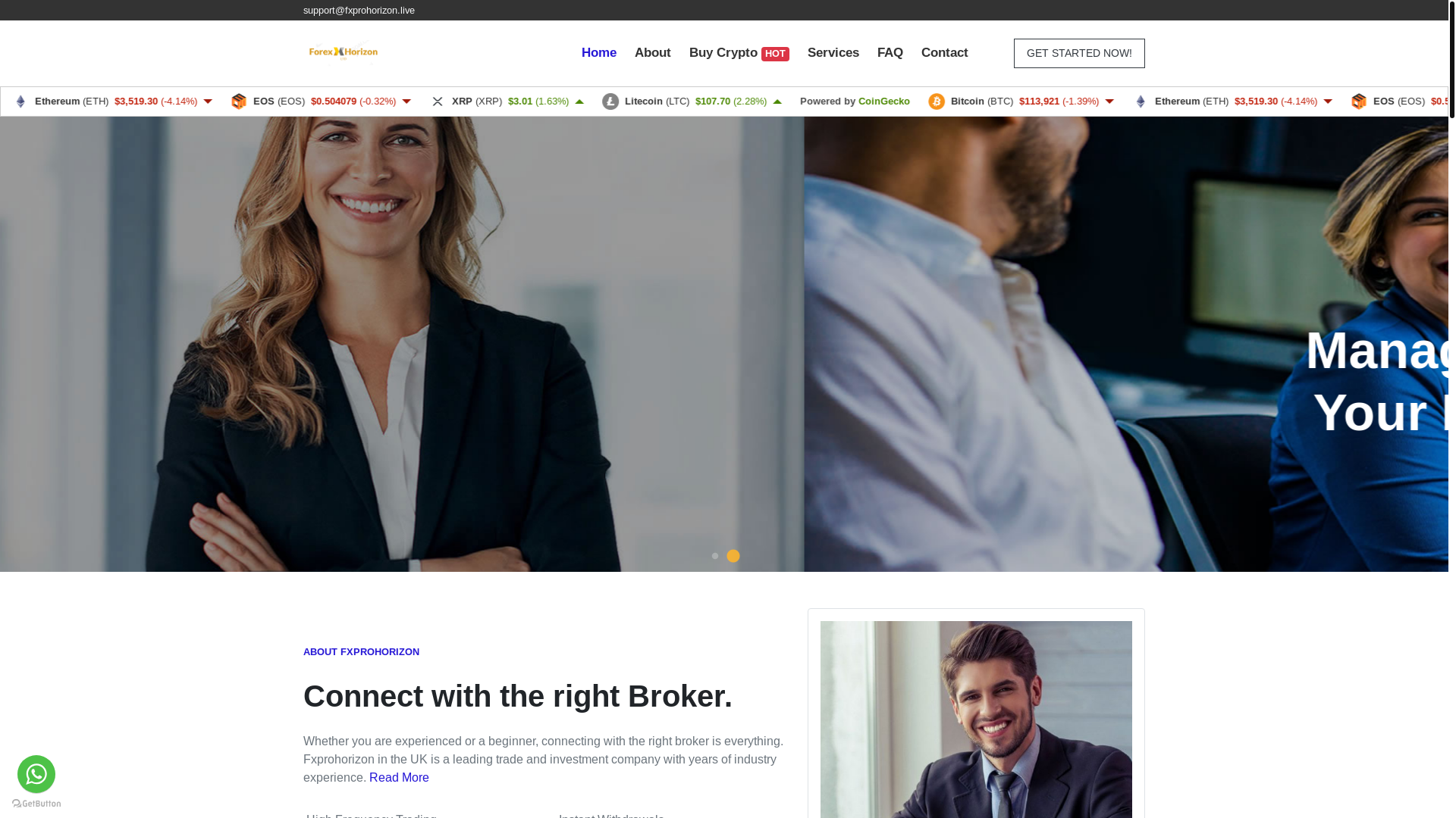 website screenshot of https://fxprohorizon.live/