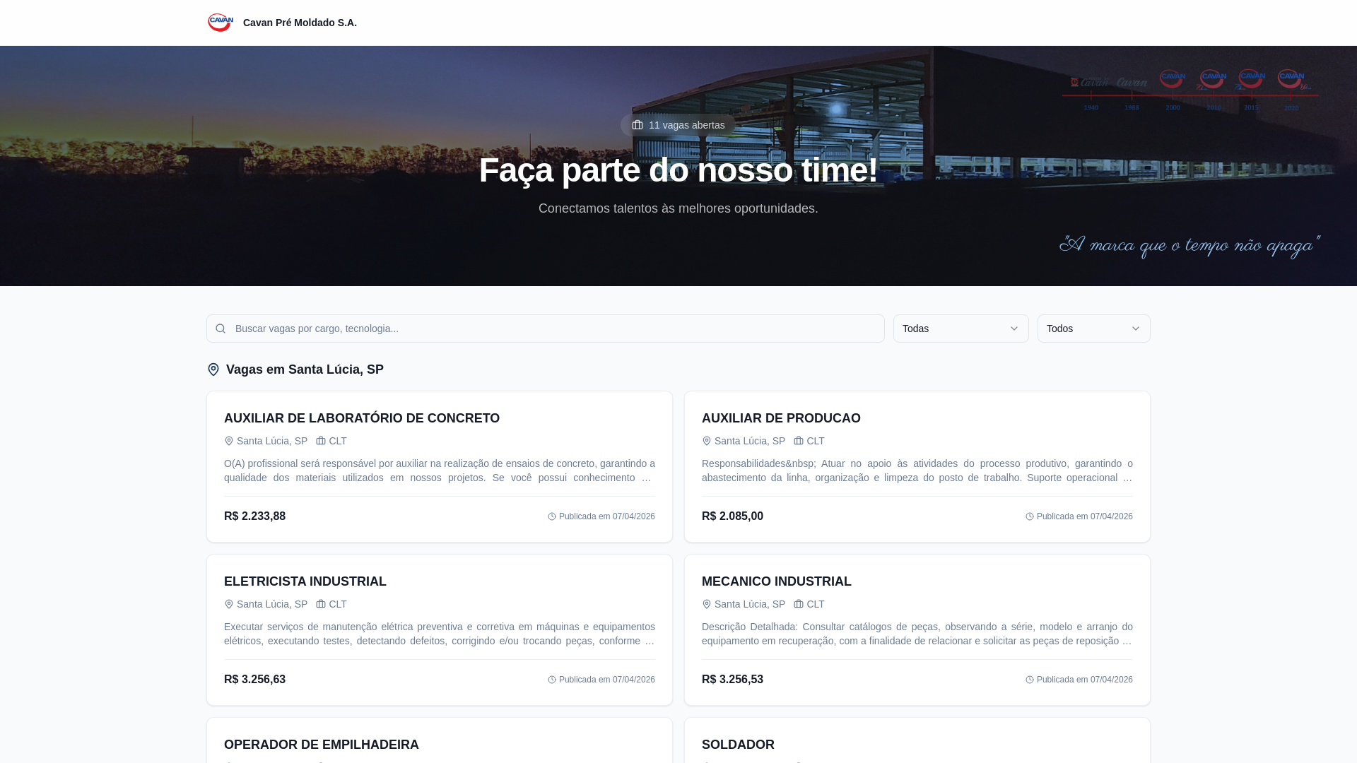 website screenshot of https://vagascavan.com.br/