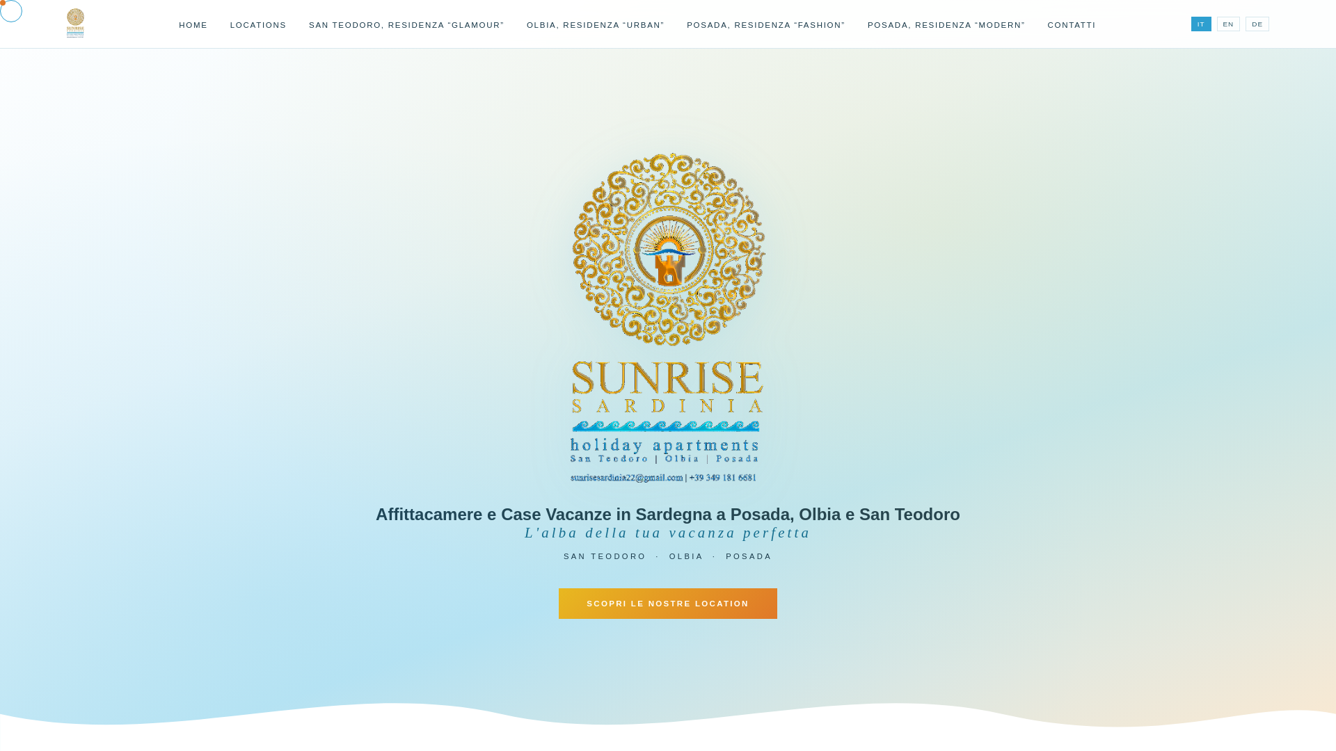 website screenshot of https://sunrisesardinia.com/