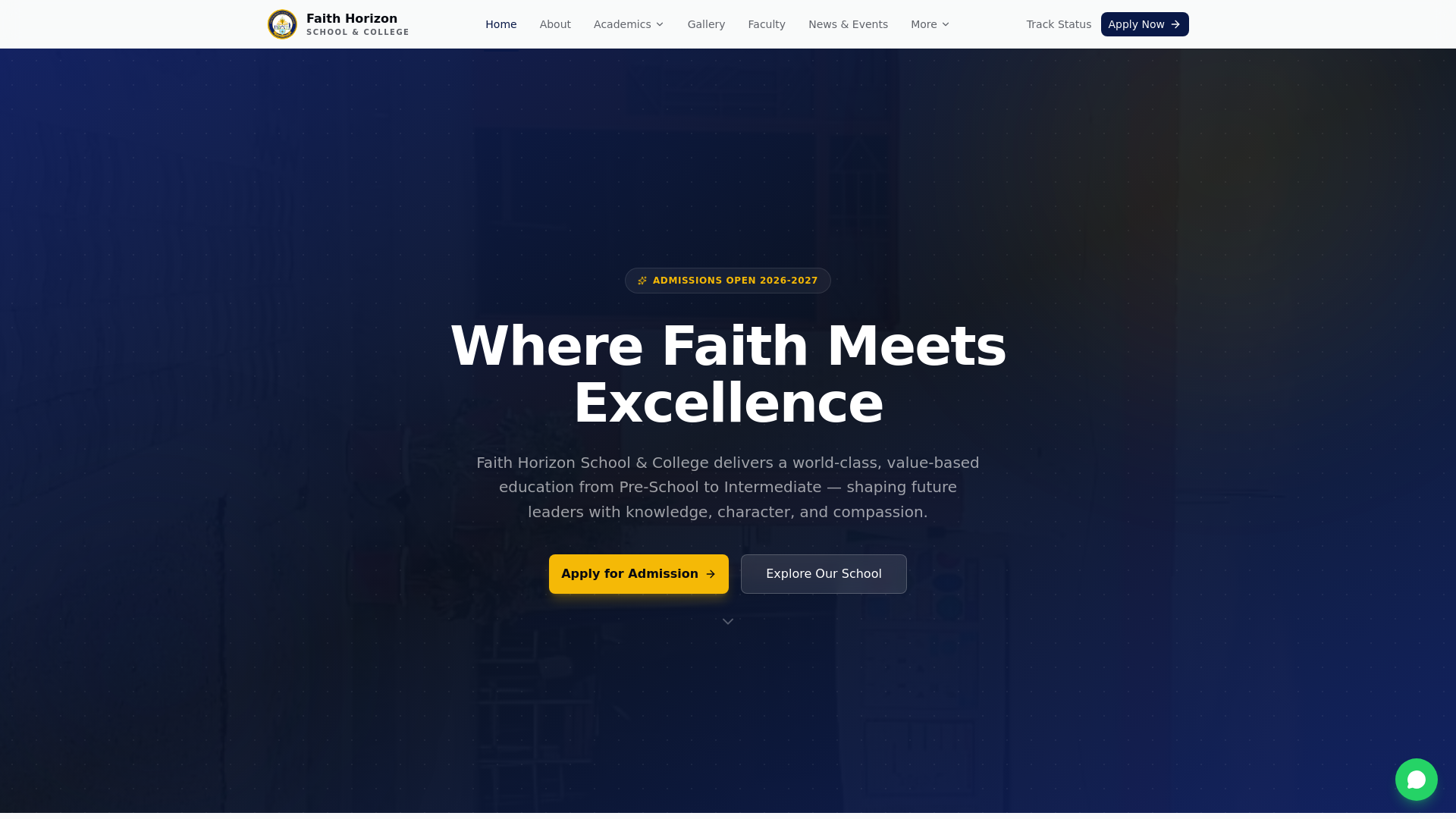 website screenshot of https://faithhorizon.edu.pk/