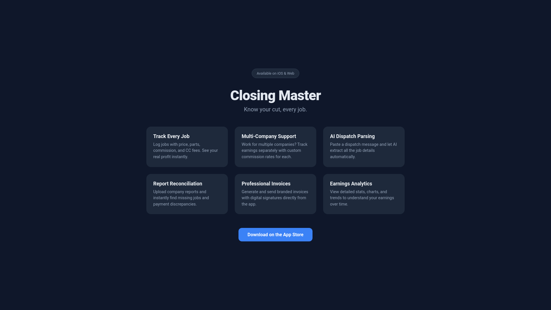 website screenshot of https://closingmaster.pages.dev/
