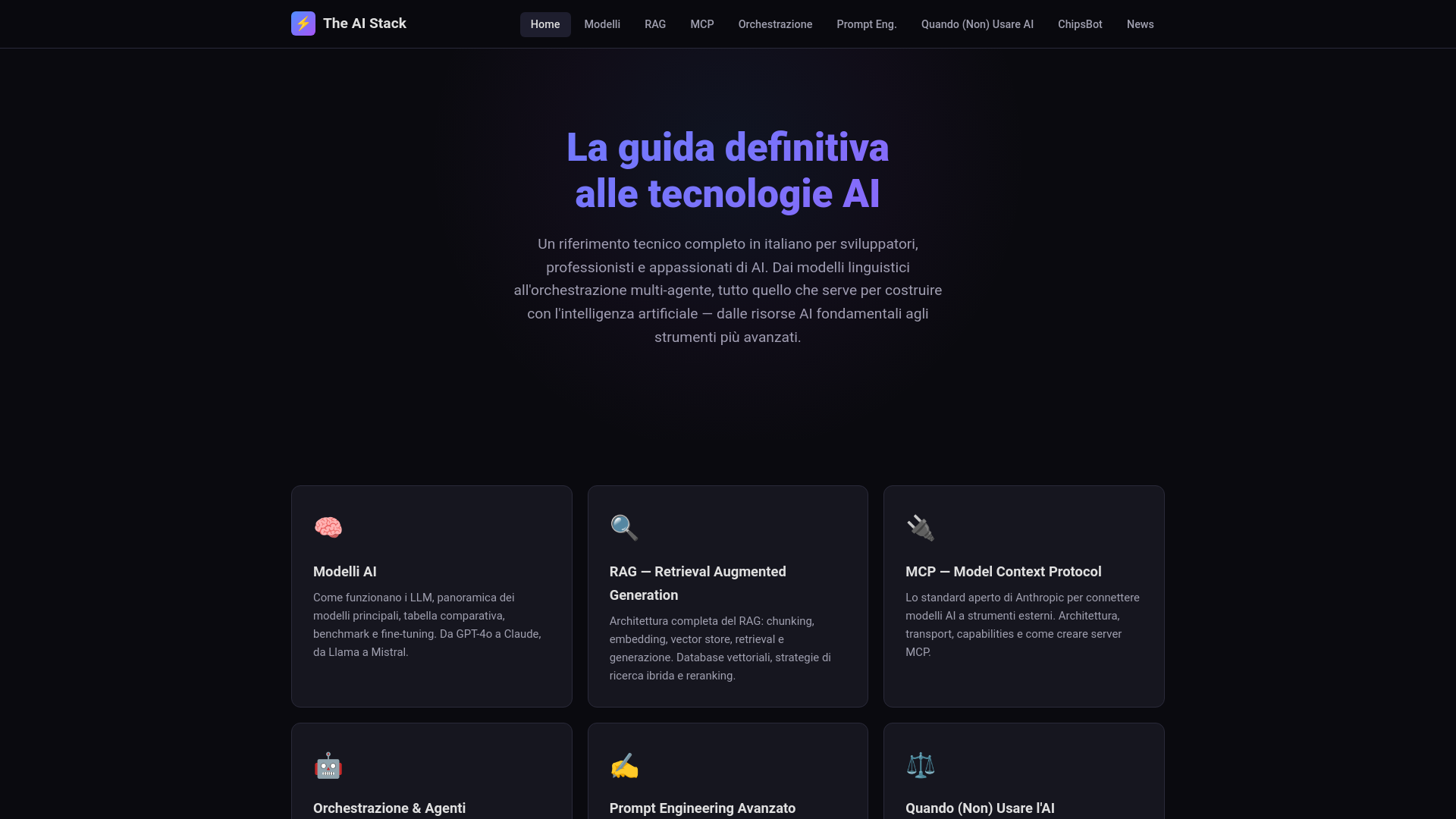 website screenshot of https://theaistack.guide