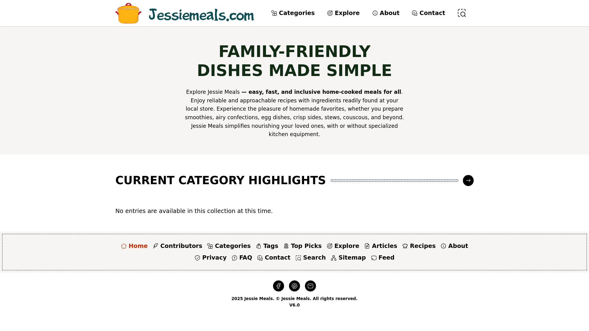 website screenshot of https://jessiemeals.com/