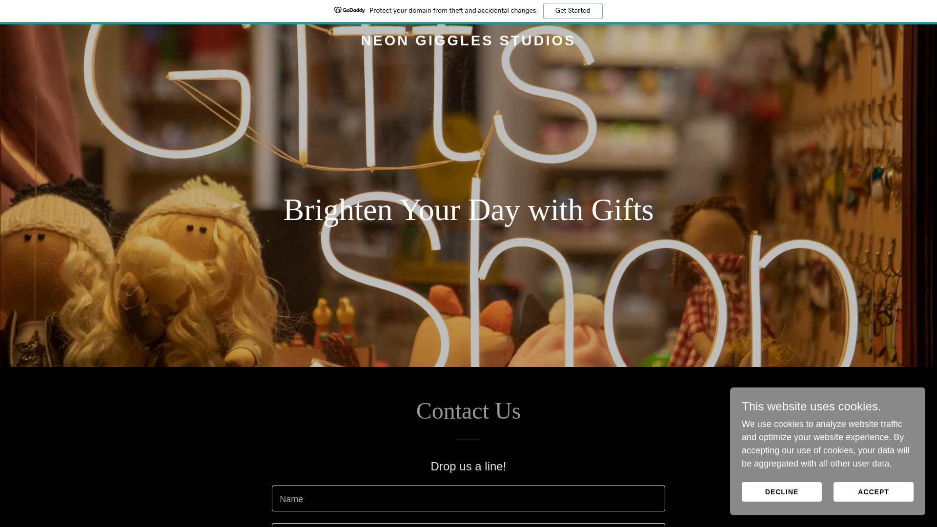 website screenshot of https://neongigglesstudios.com