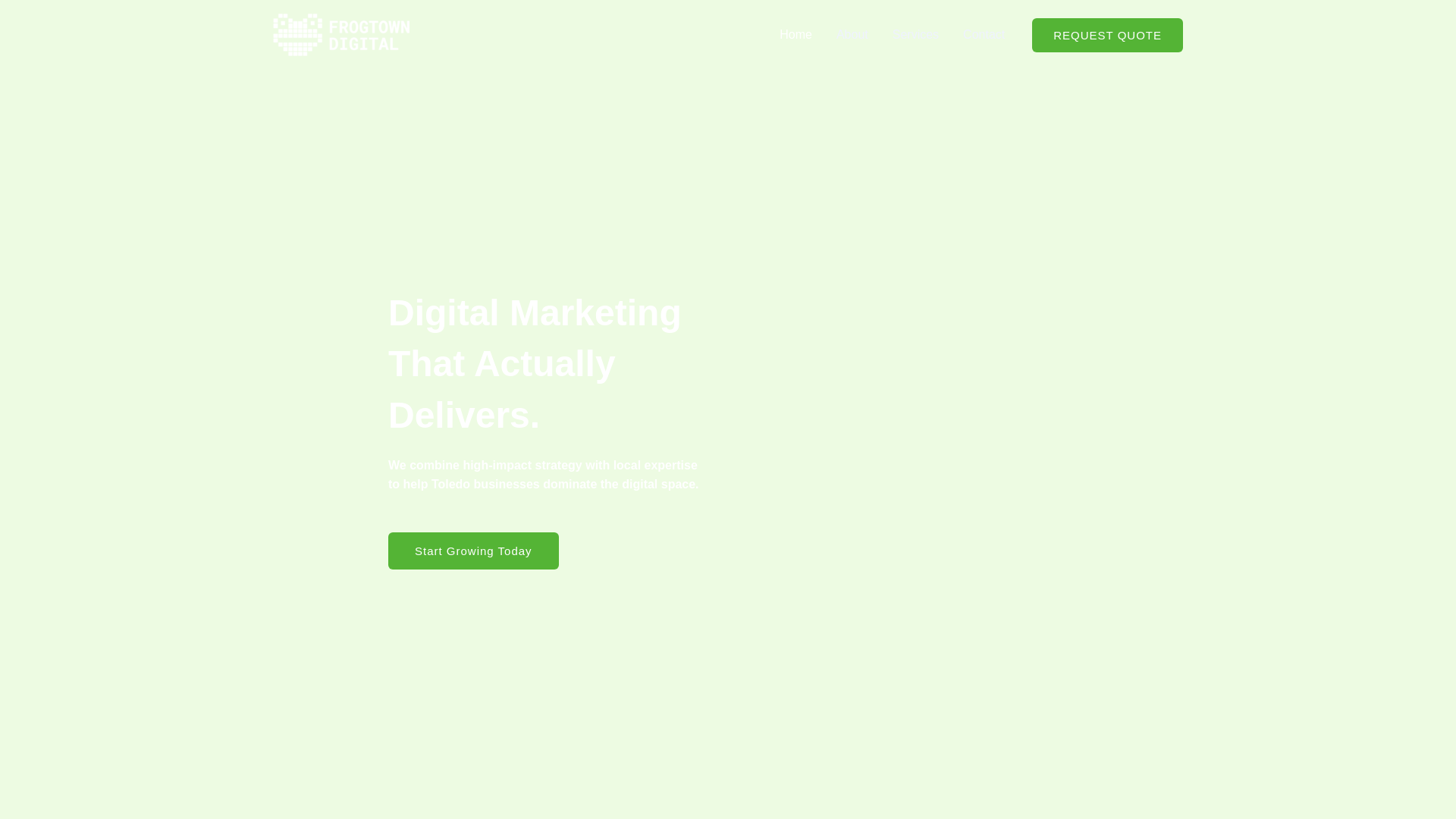 website screenshot of https://frogtowndigital.com/