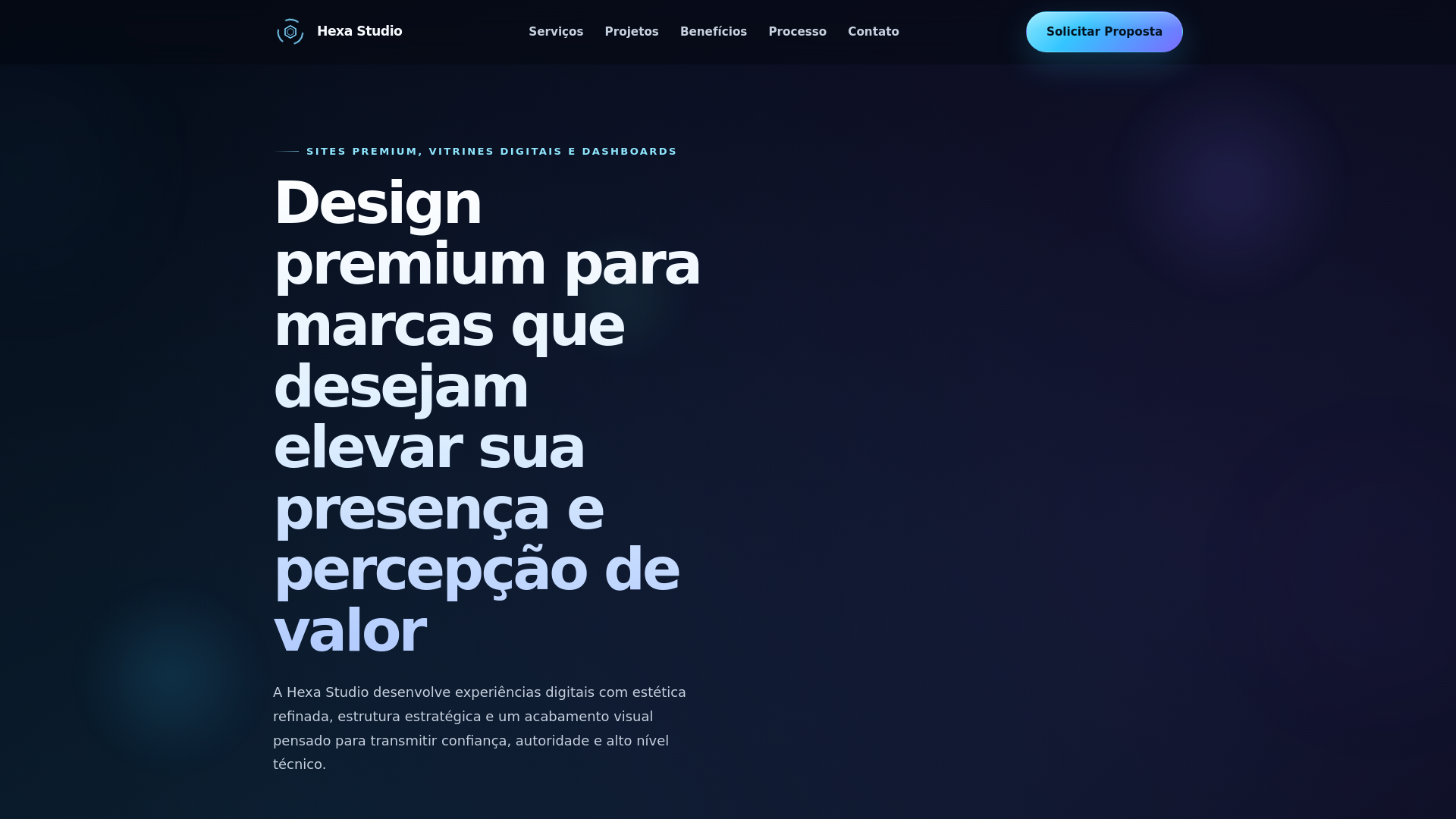 website screenshot of https://hexastudio.com.br/