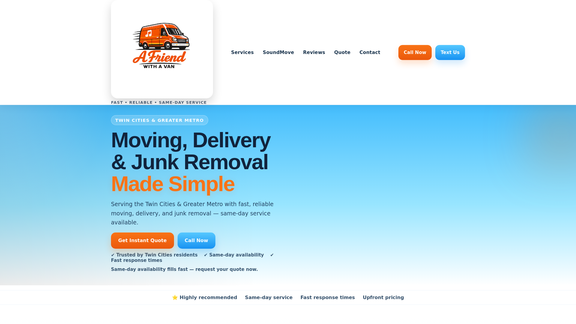 website screenshot of https://afriendwithavan.com/