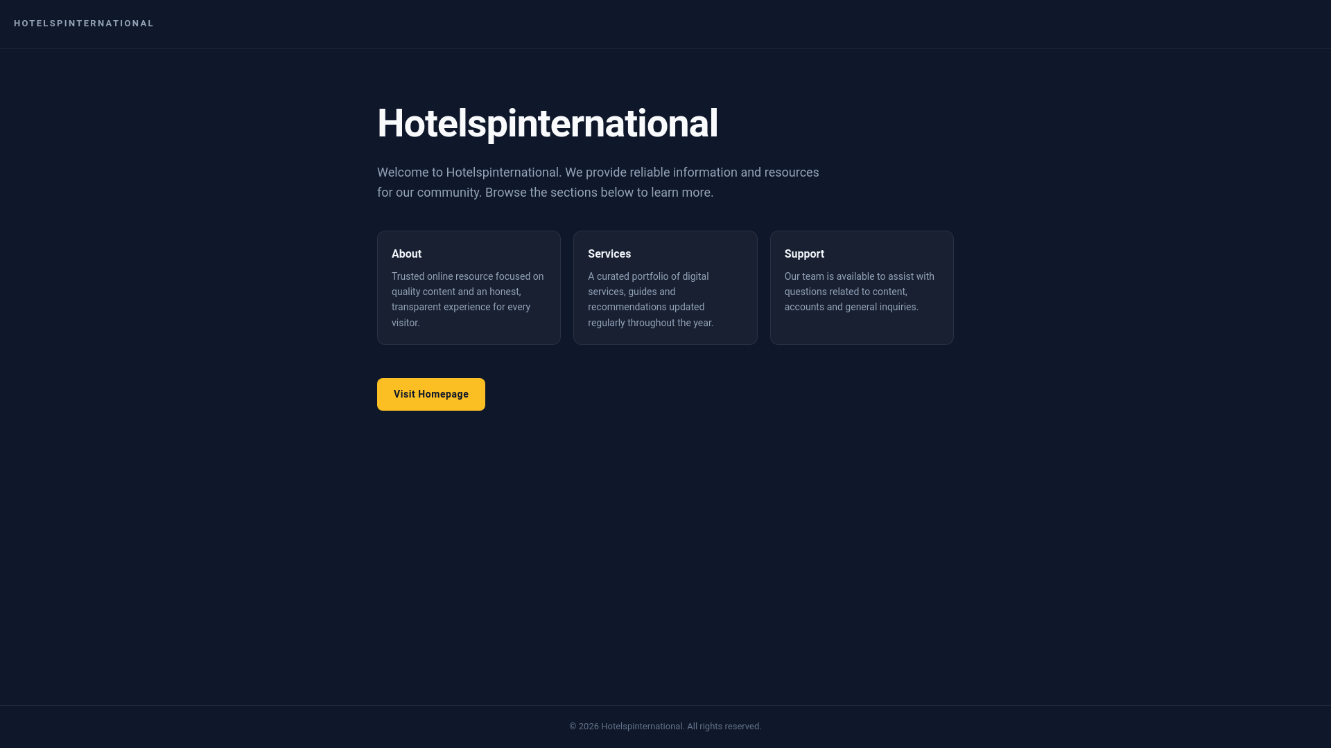 website screenshot of https://hotelspinternational.com/
