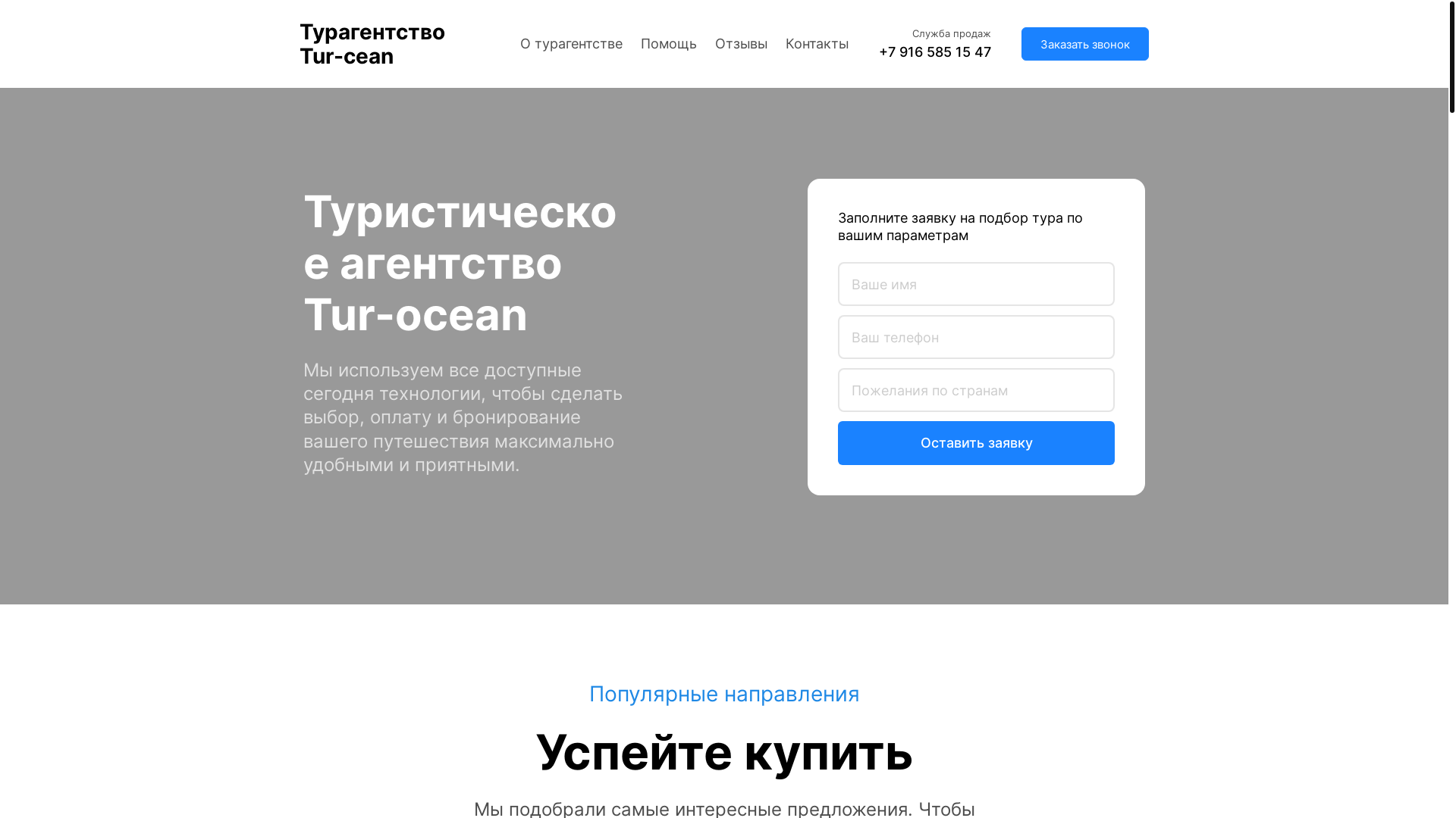 website screenshot of https://tur-ocean.ru/