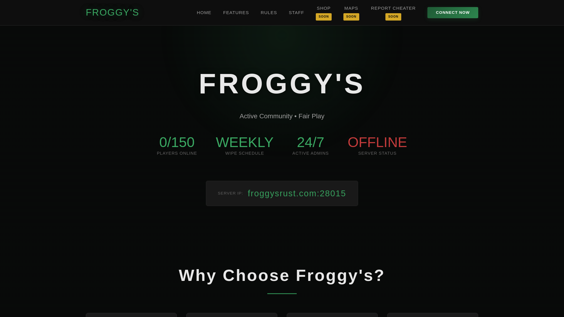 website screenshot of https://froggysrust.com/