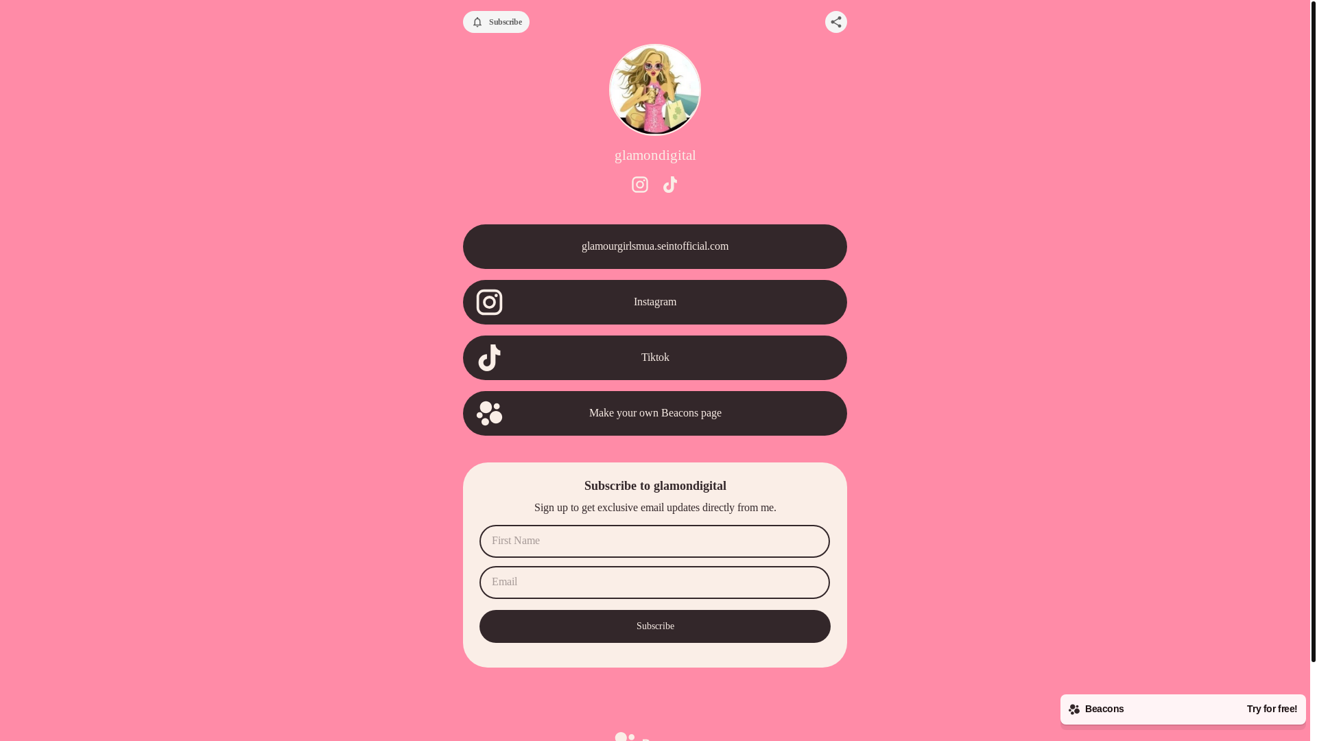 website screenshot of https://glamondigital.com/