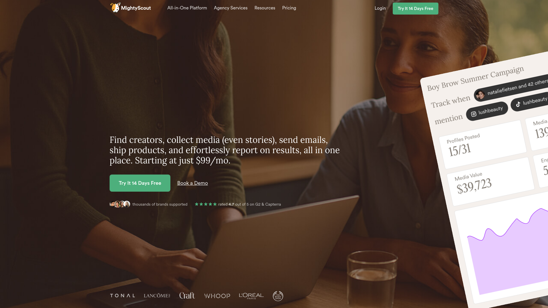 website screenshot of https://mightyscouttech.co/