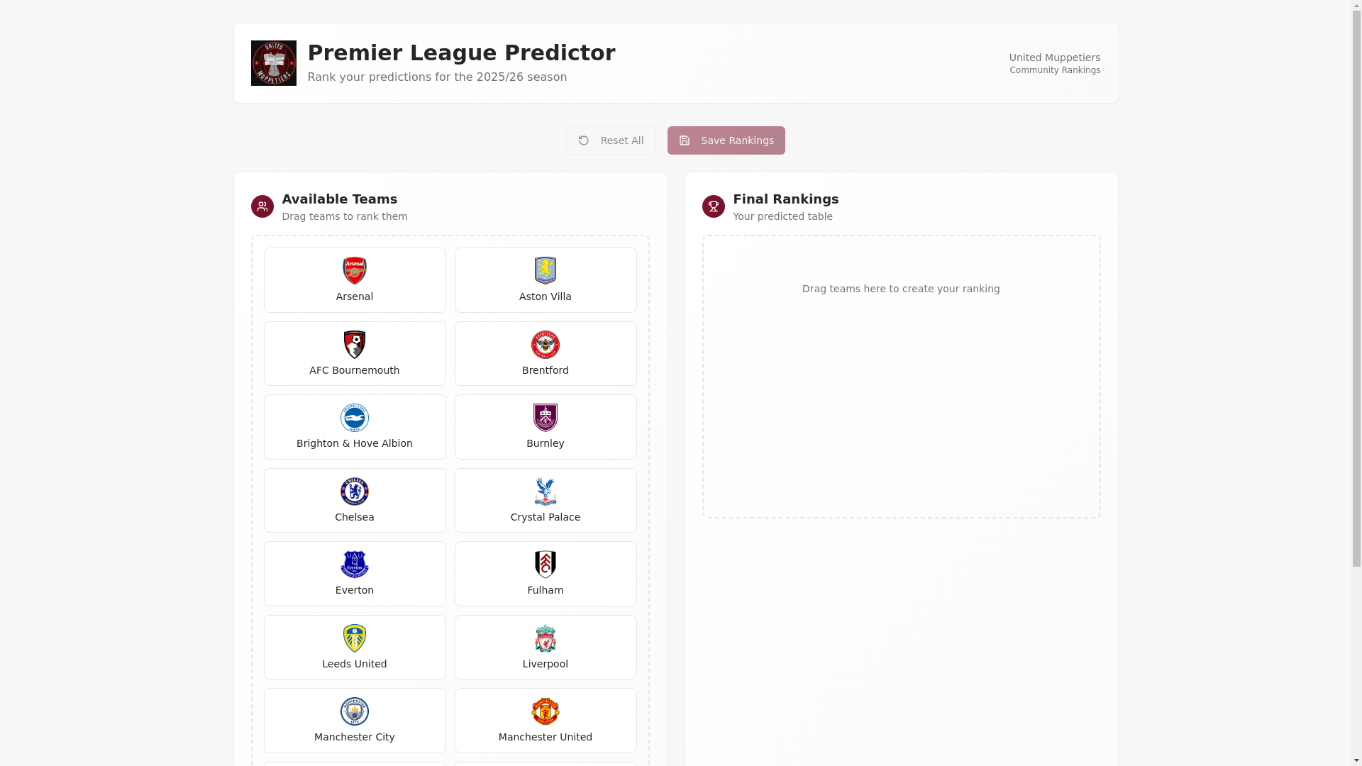 website screenshot of https://muppetpredictor.com/