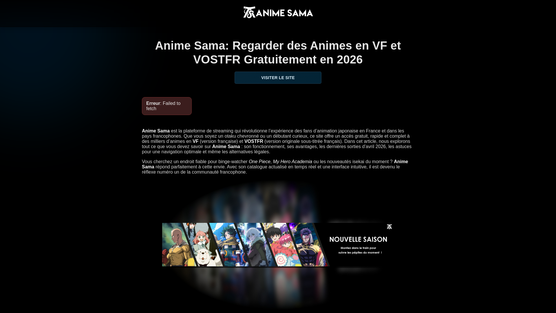 website screenshot of https://animessama.lat/