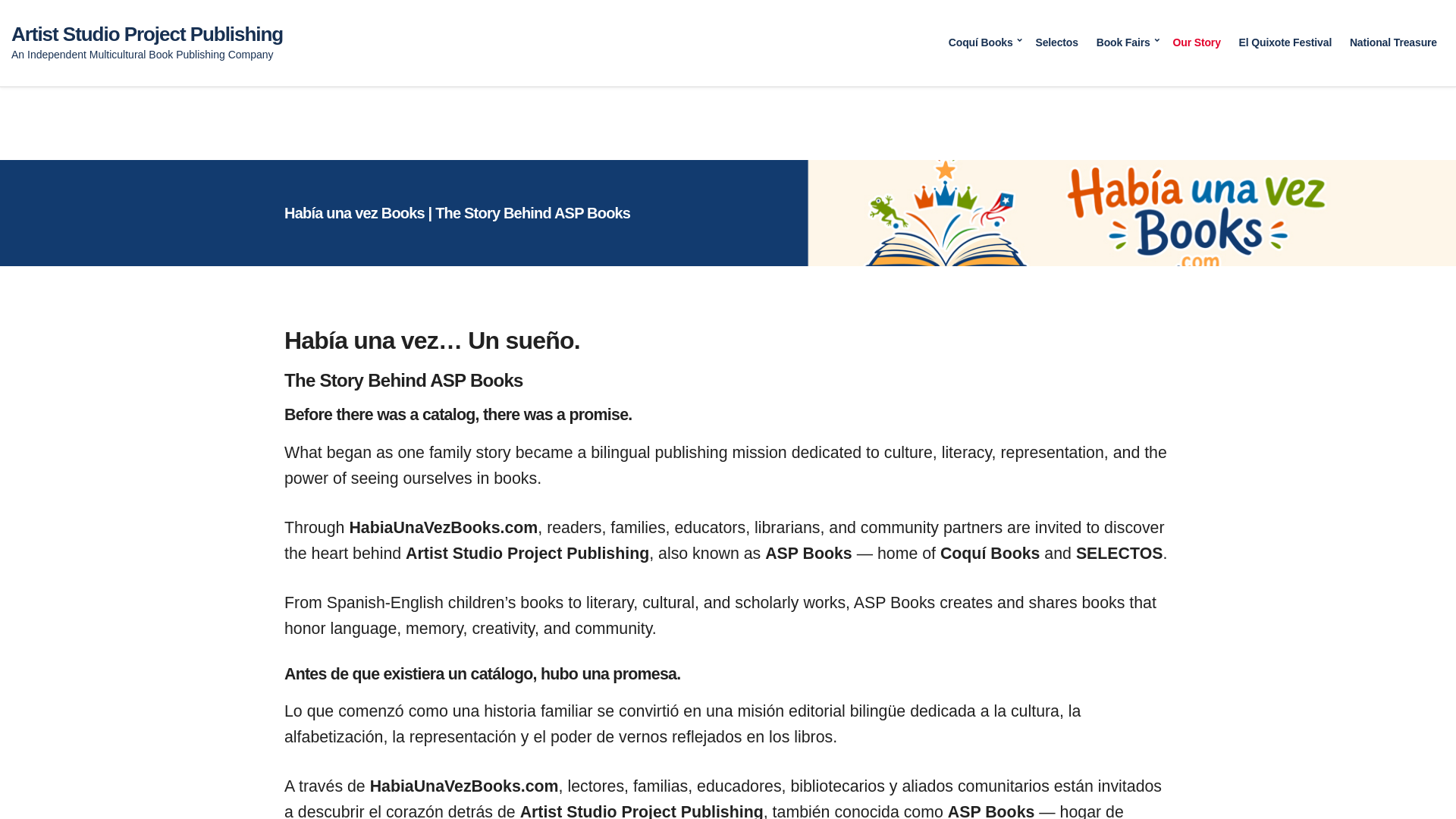 website screenshot of https://habiaunavezbooks.com/