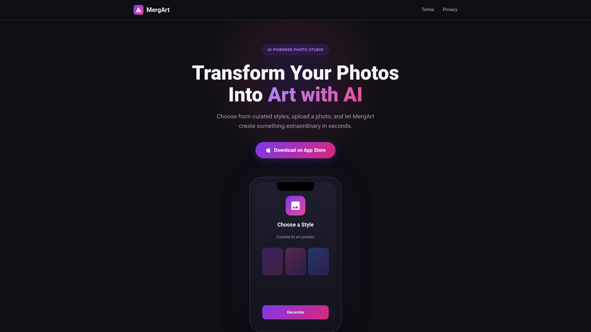 website screenshot of https://mergart-website.pages.dev/