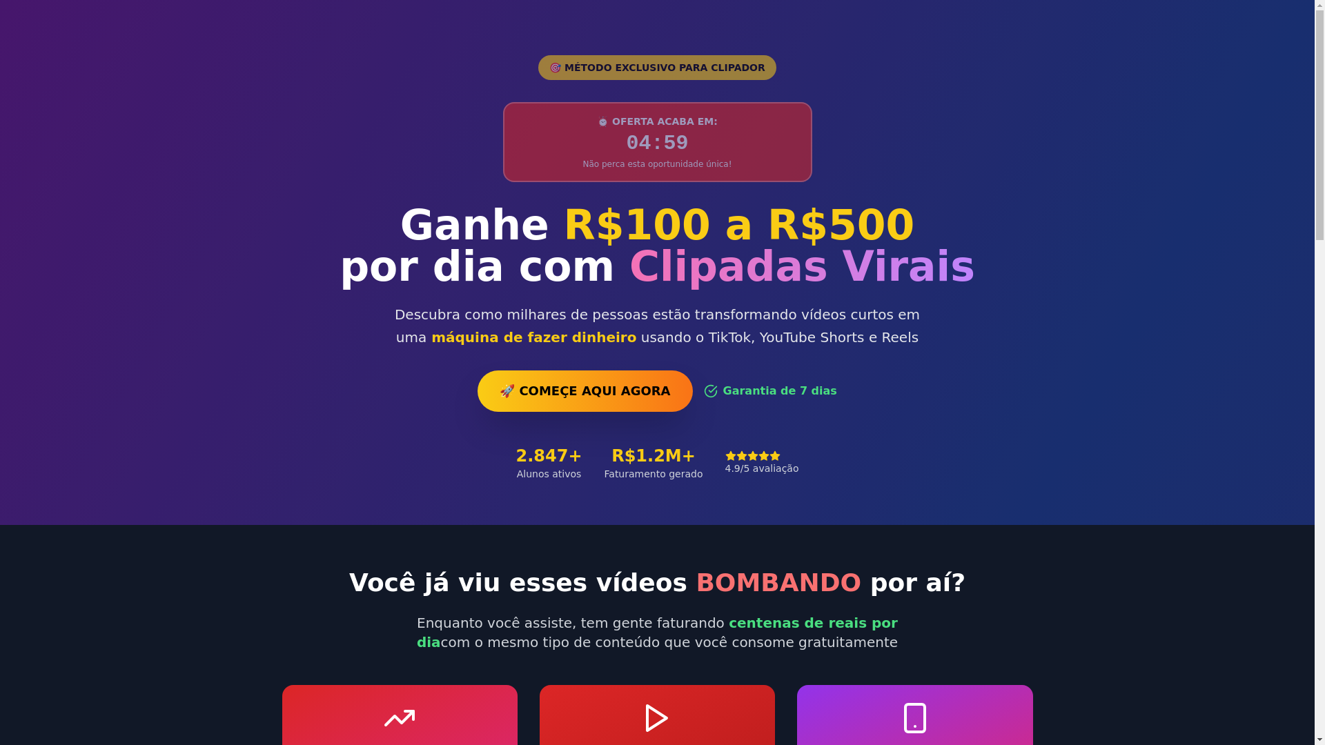 website screenshot of https://clipadasvirais.shop/