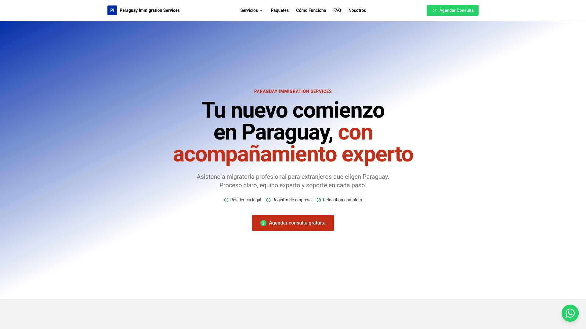 website screenshot of https://immigrationtoparaguay.com/