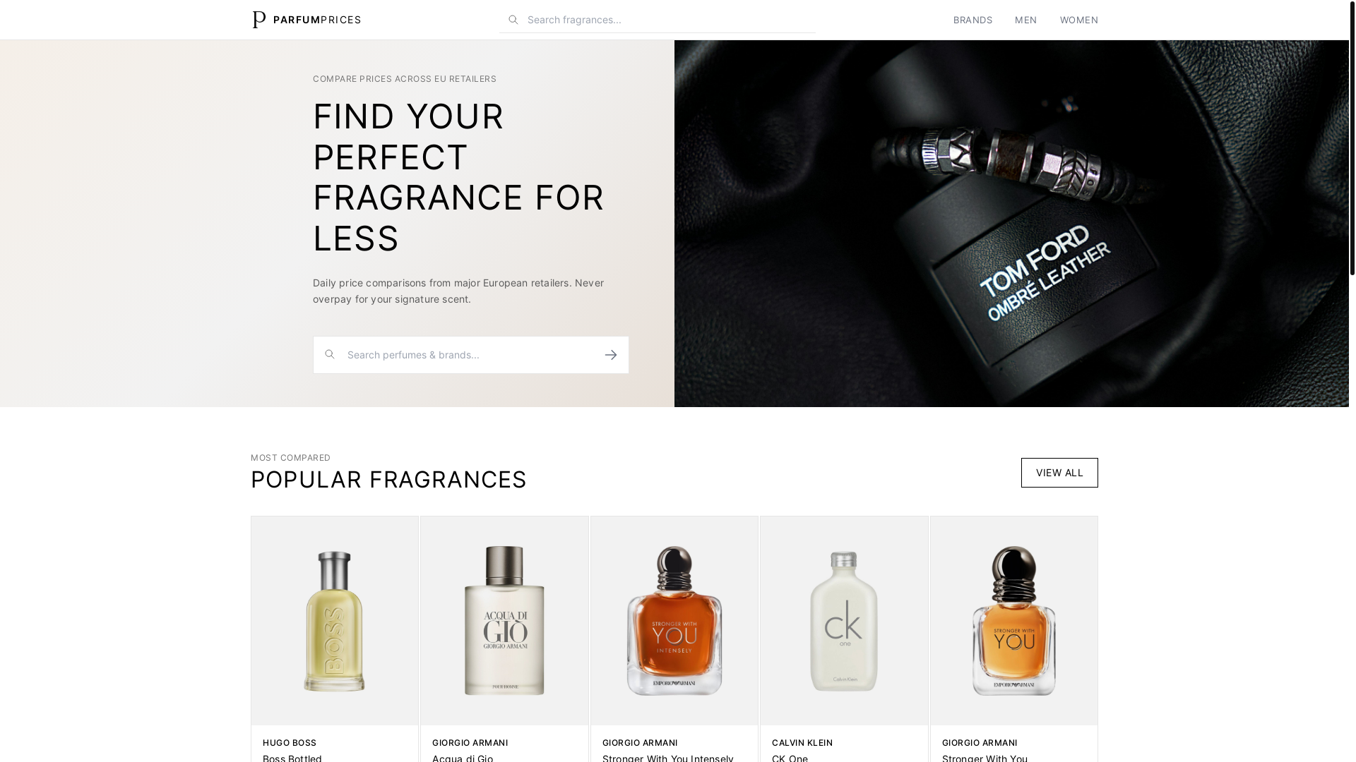 website screenshot of https://parfumprices.com/