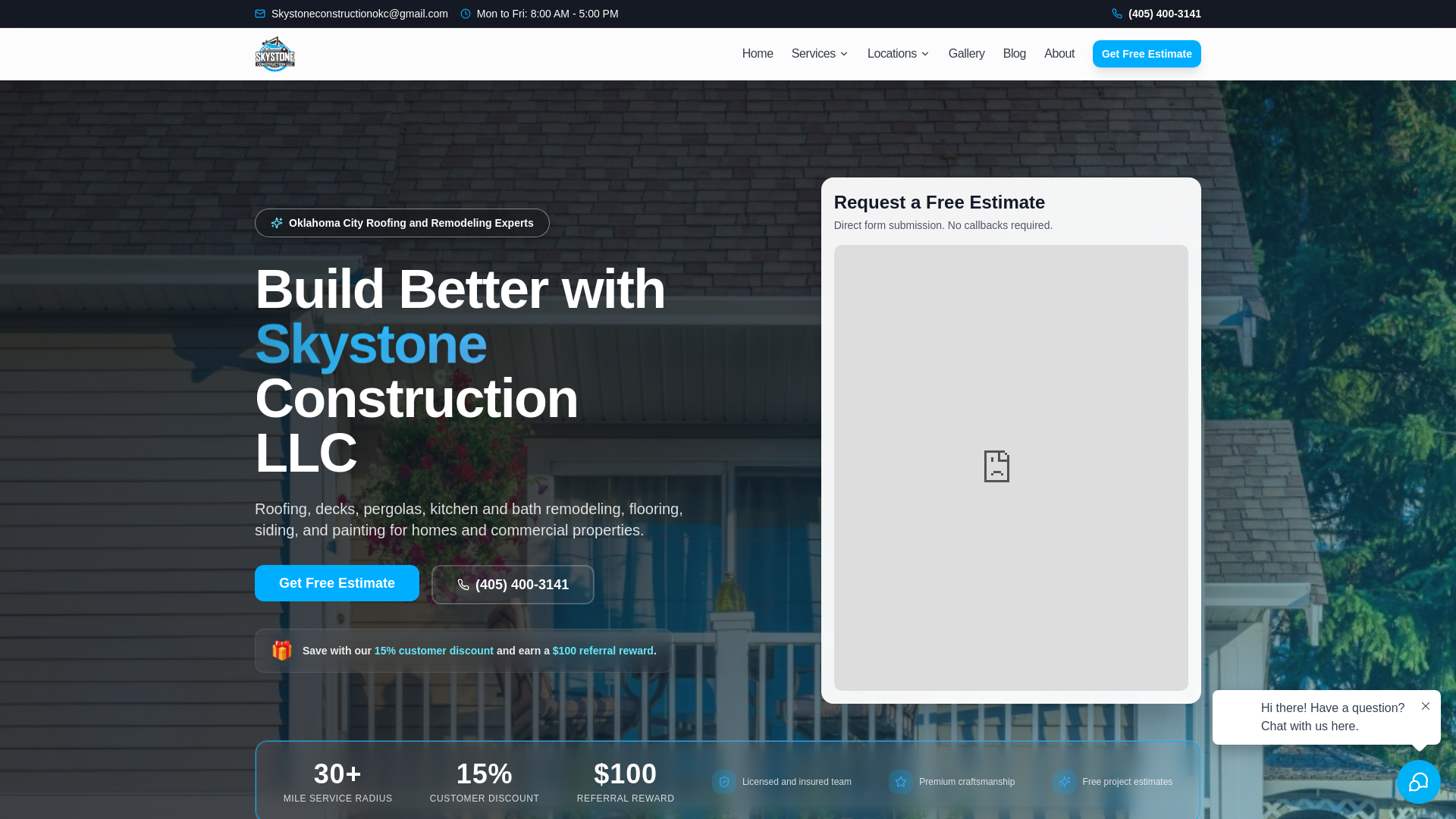 website screenshot of https://skystone-construction-llc.com/