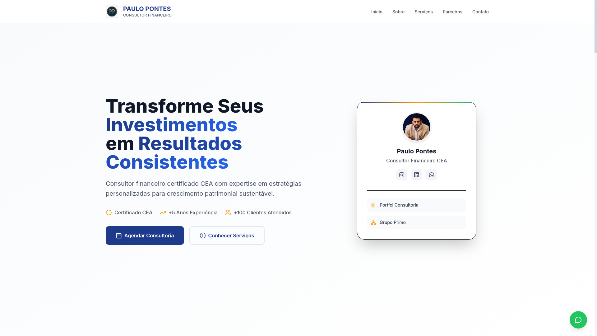 website screenshot of https://paulopontesconsultor.com.br/