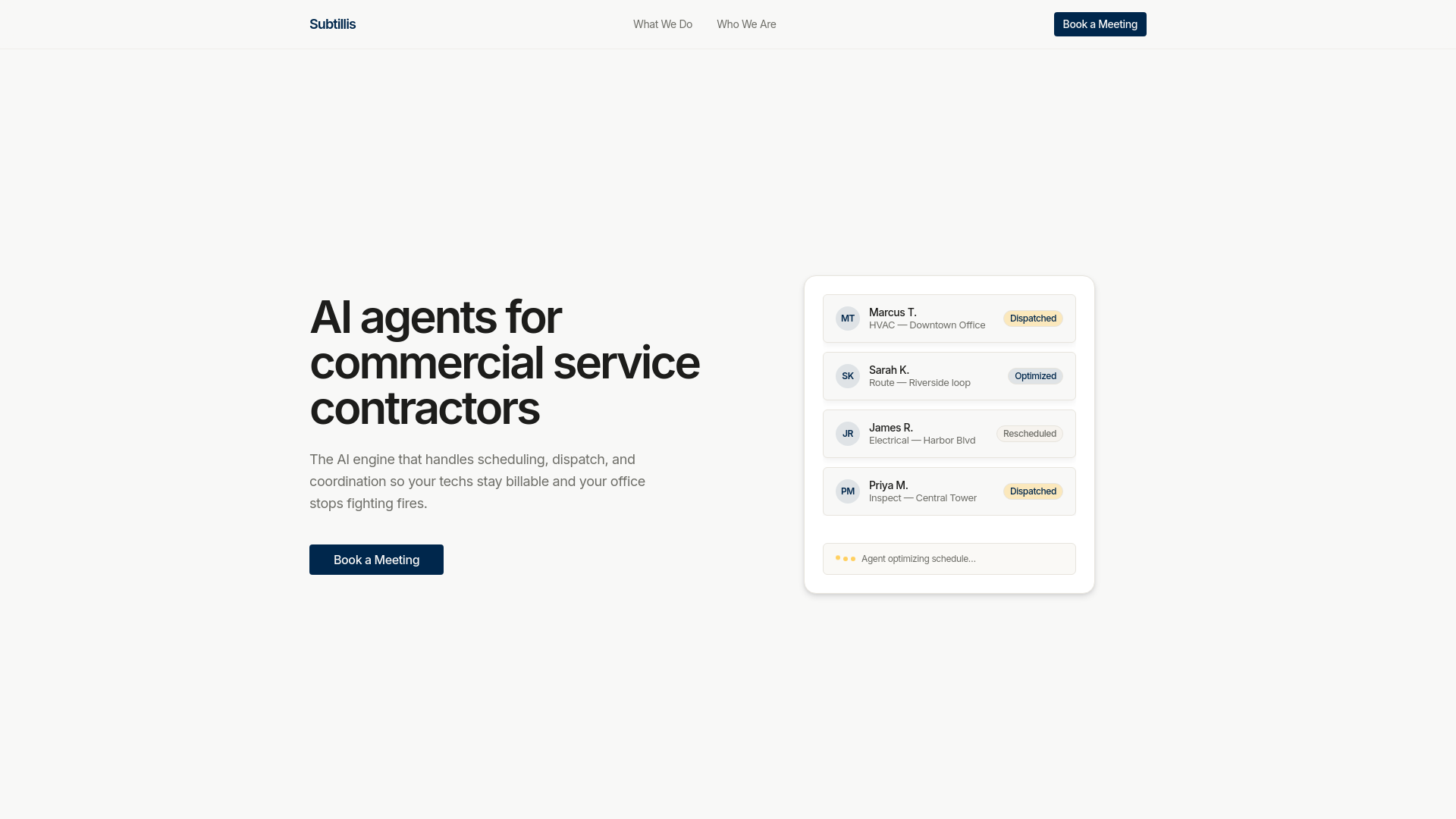 website screenshot of https://subtilliscorp.co/