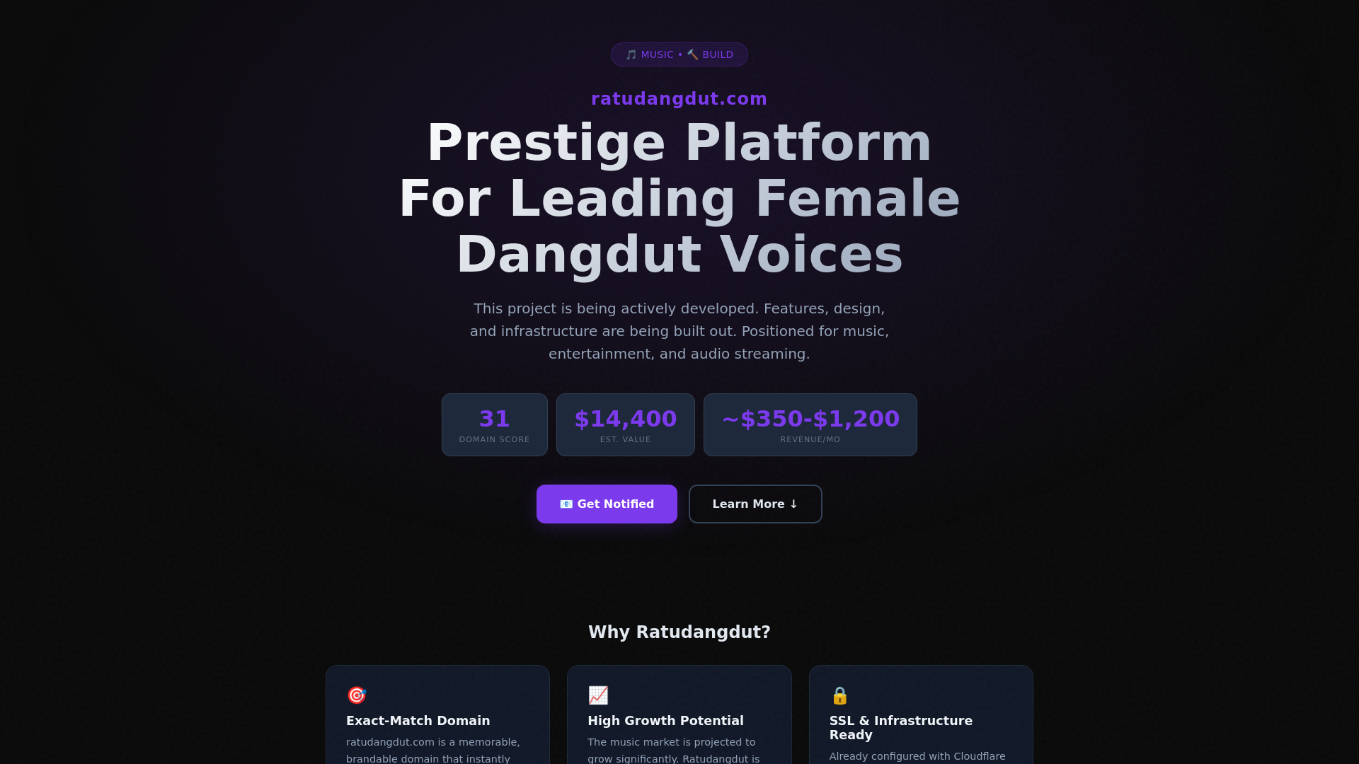 website screenshot of https://ratudangdut.com/