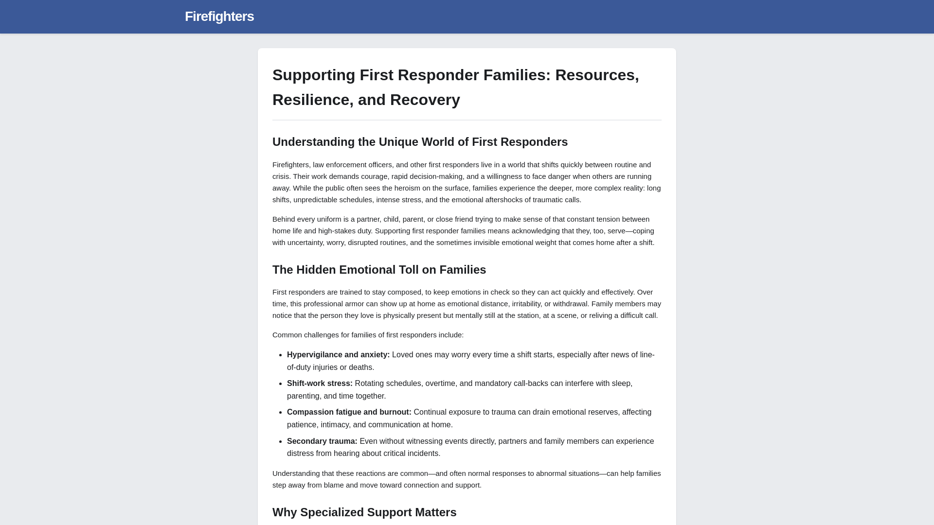 website screenshot of https://firefightersworldwide.com