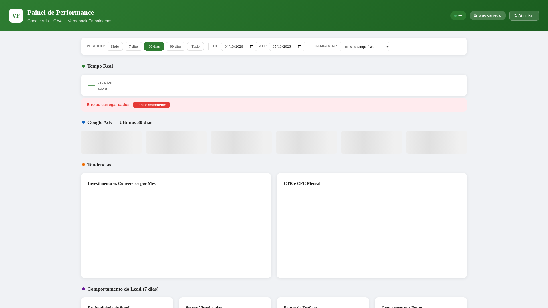 website screenshot of https://verdepack-dashboard.pages.dev/