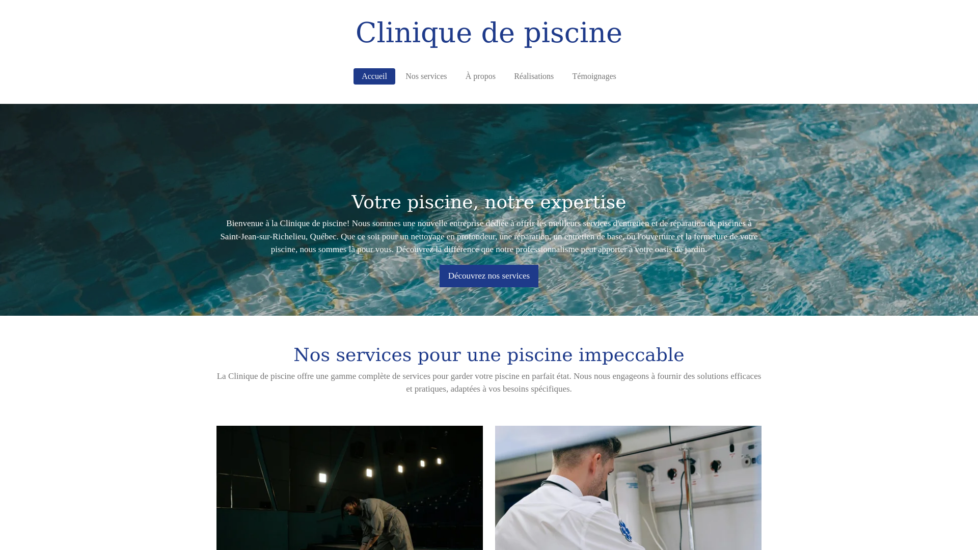website screenshot of https://cliniquedepiscine.net/