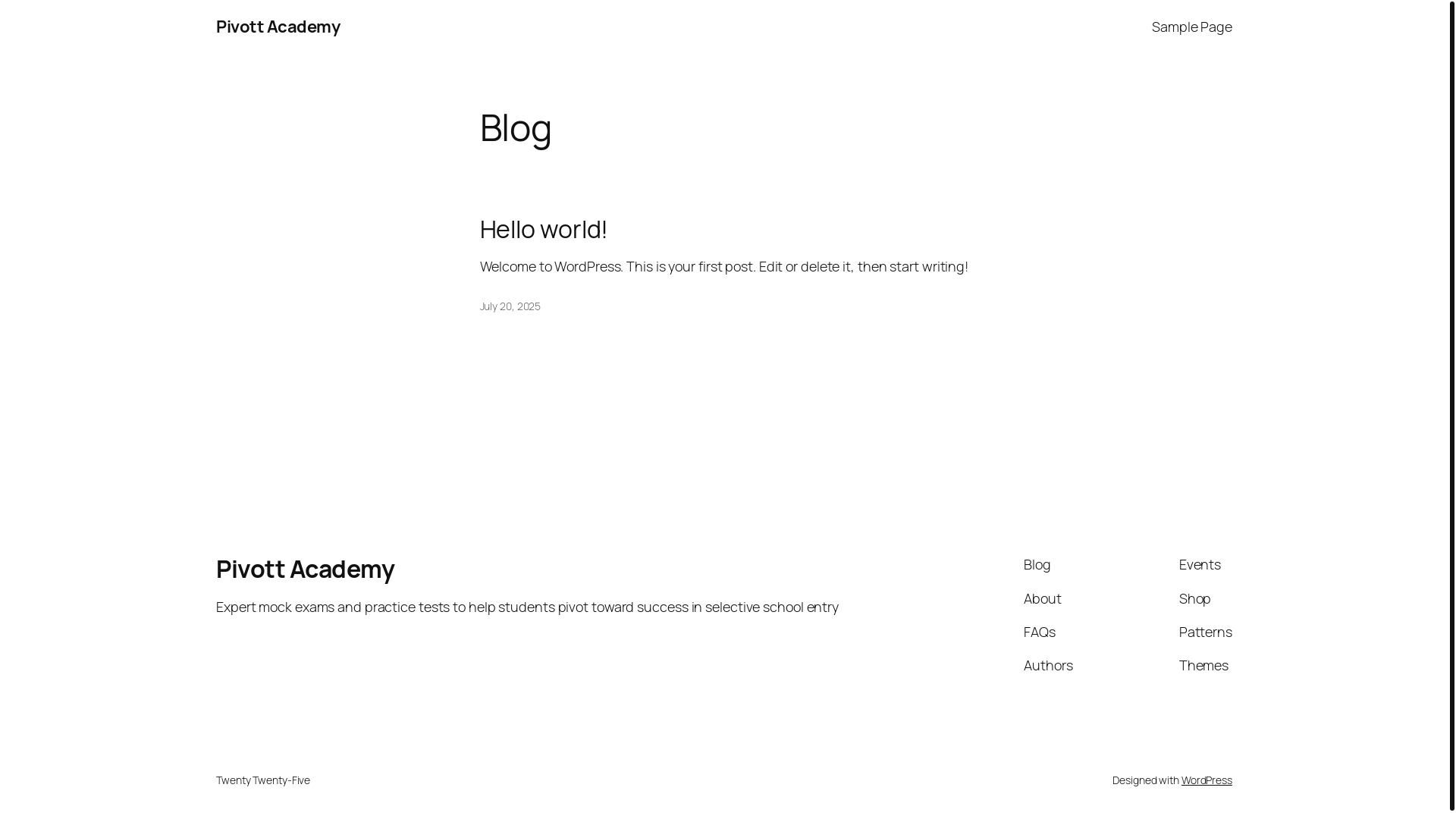 website screenshot of https://pivottacademy.com/