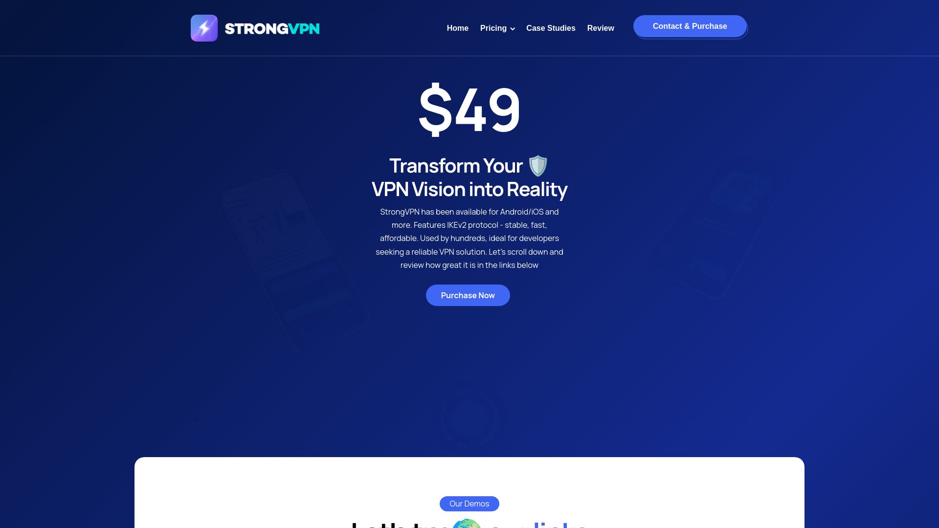 website screenshot of https://strongvpn-landing.pages.dev/
