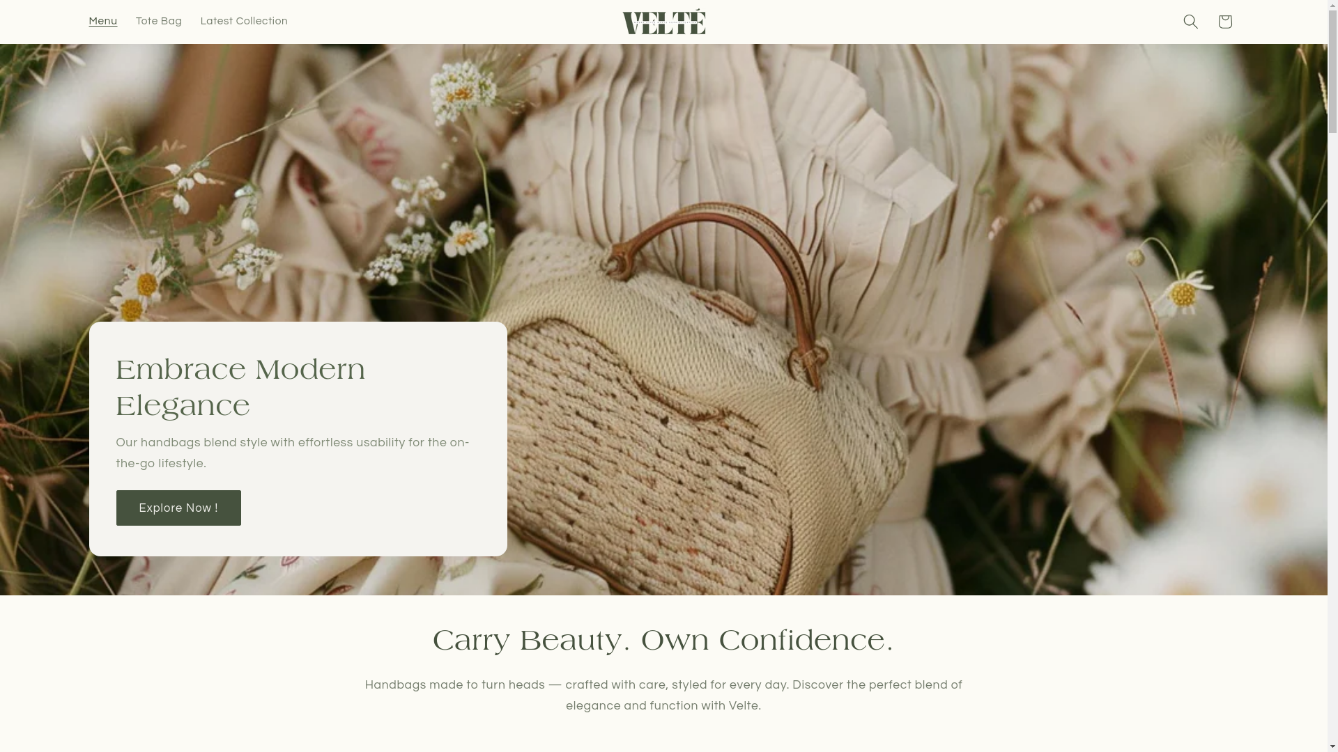 website screenshot of https://velte.shop/
