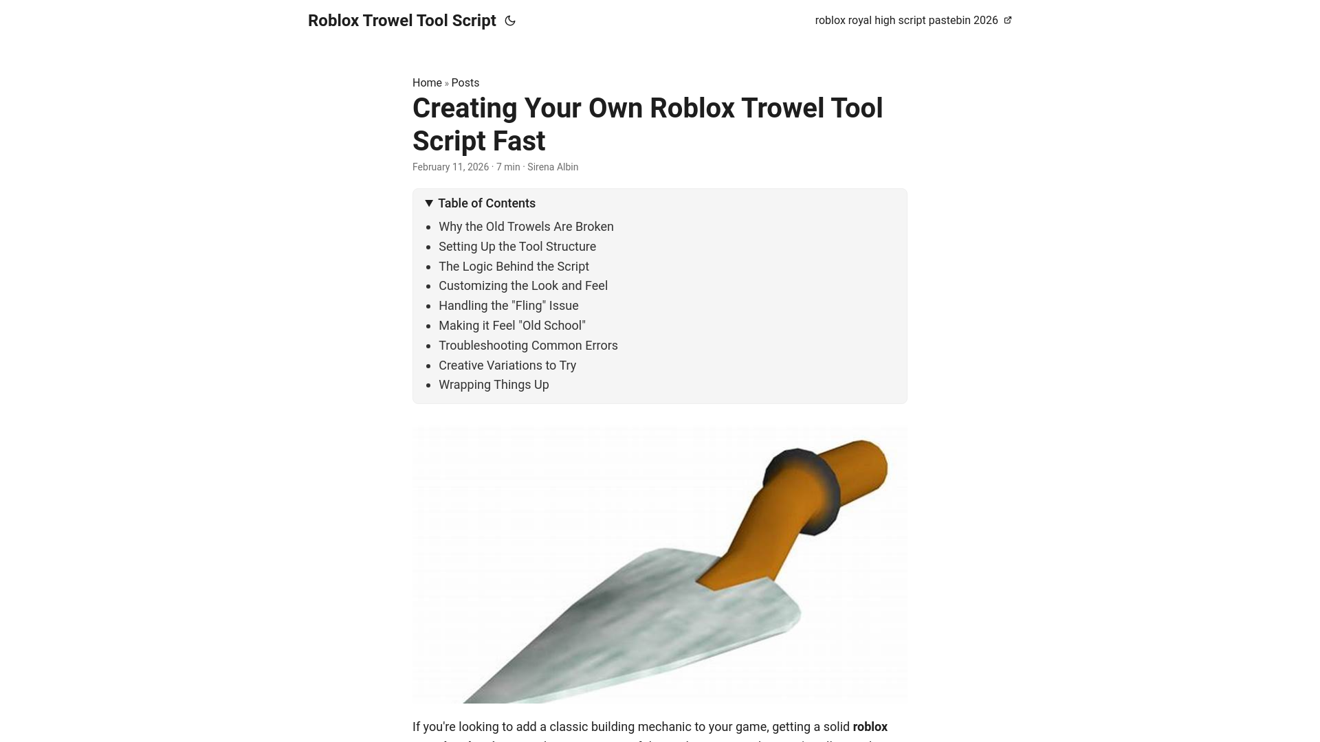 website screenshot of https://roblox-trowel-tool-script.pages.dev/