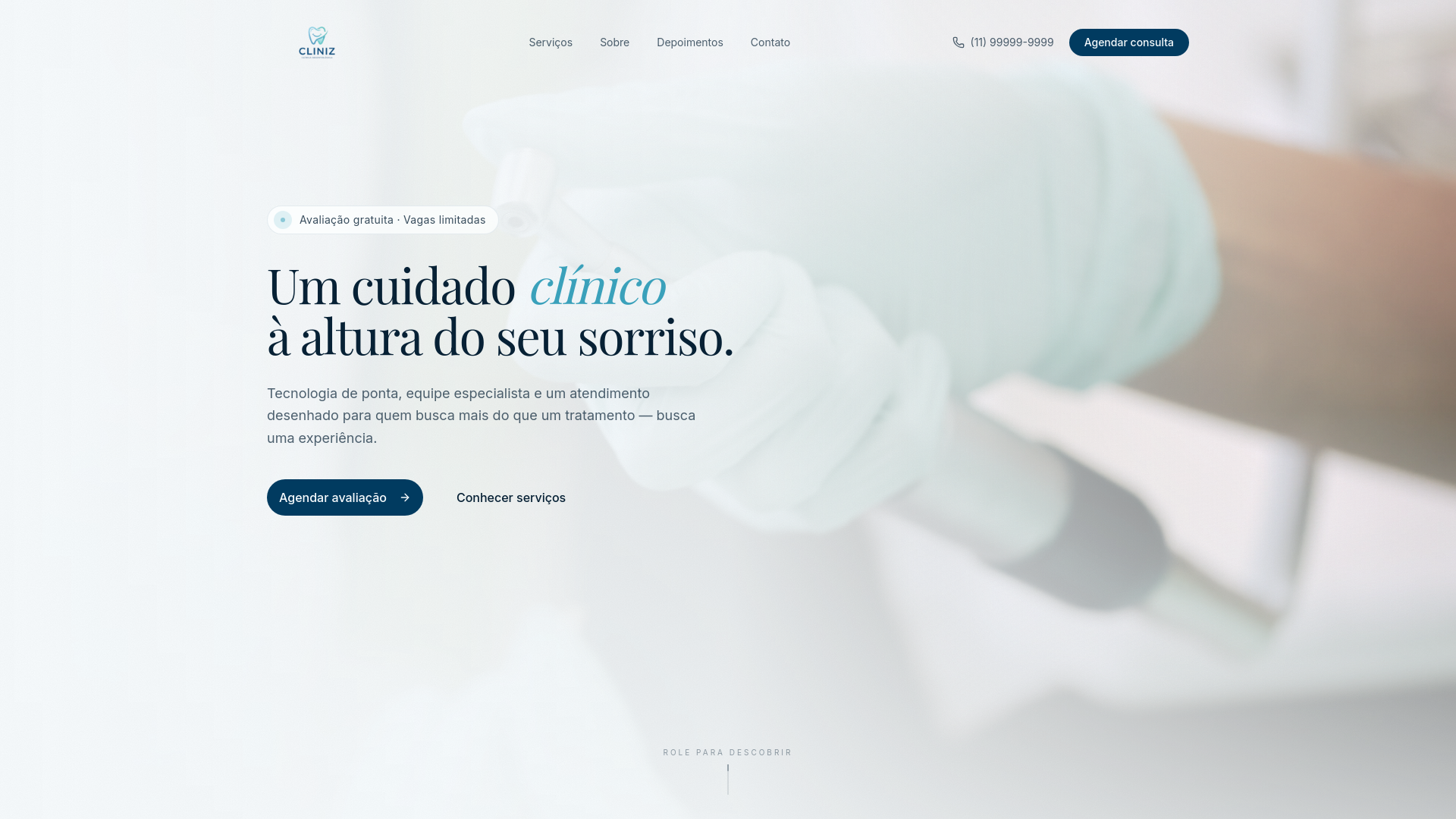 website screenshot of https://cliniz.com.br/