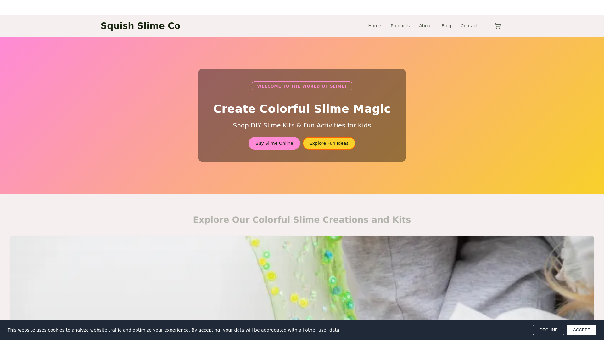 website screenshot of https://squishslimeco.co.za/